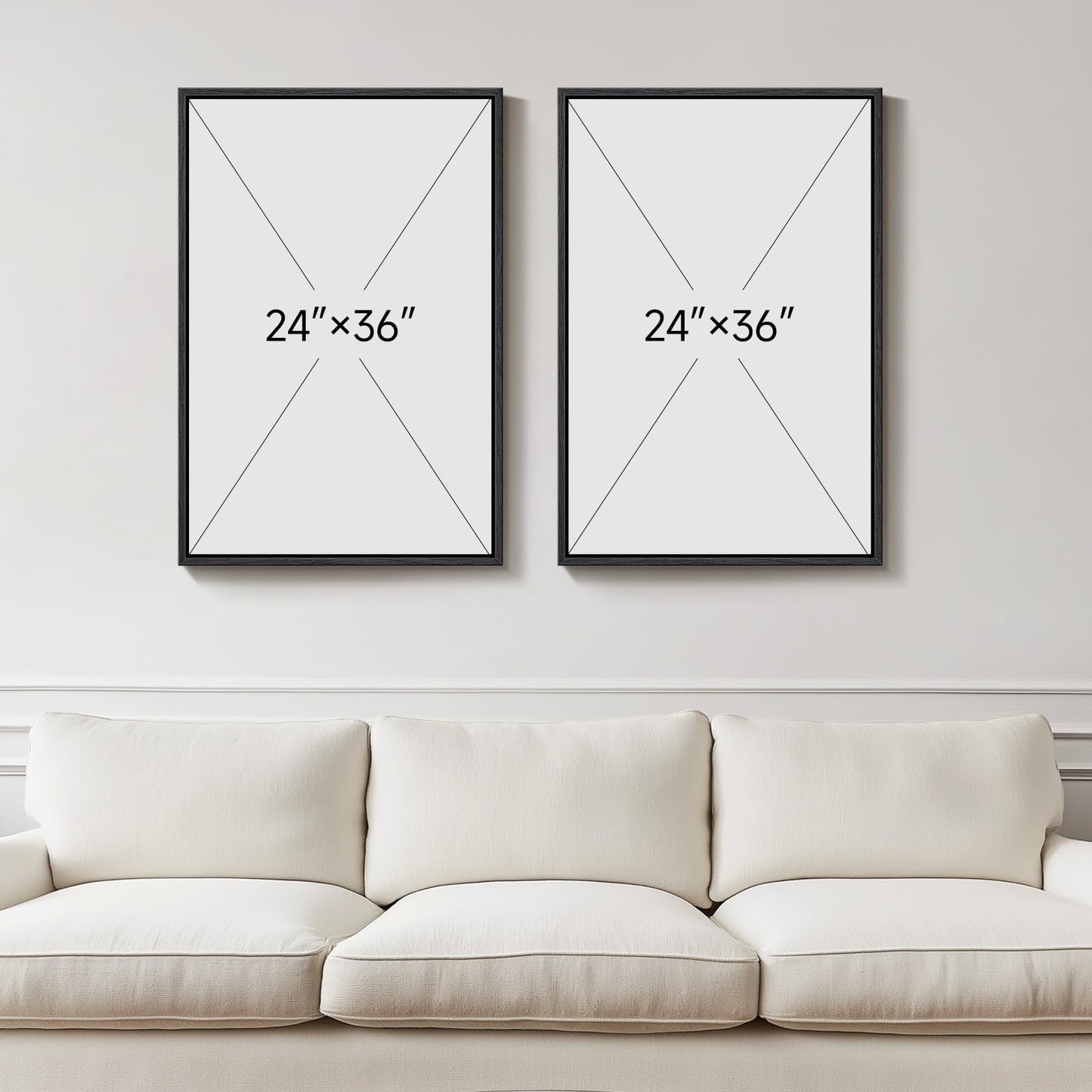 Framed Blue Gray Abstract Wall Art Set of 2, Modern Circle Line Canvas Artwork for Walls, Contemporary Abstract Paintings Prints for Living Room Bedroom Office Hallway Wall Decor, 24x36 In