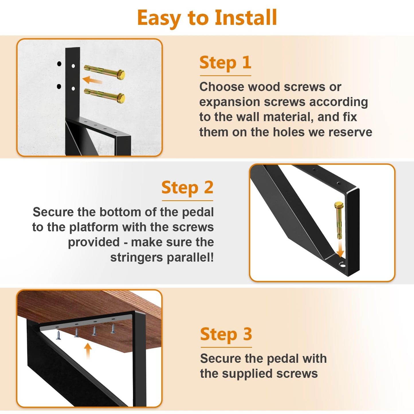Zwinz Steel Stair Riser 7 Step 3 Pack, Metal Stair Stringers for Deck Height 57 inches, Steel Stair Step Riser for Outside Stairs