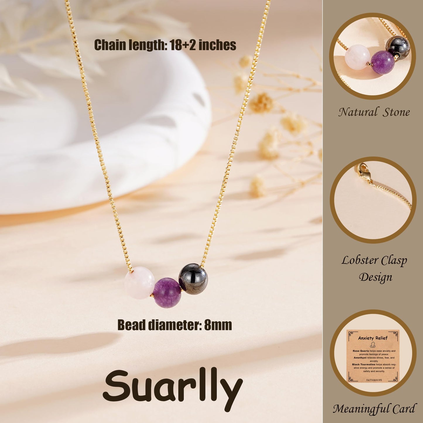 Suarlly Healthy Pregnancy Gifts Natural Stone Necklace for Pregnant Women Pregnancy Gifts for New Expecting Mom Mothers Day Jewelry Gift