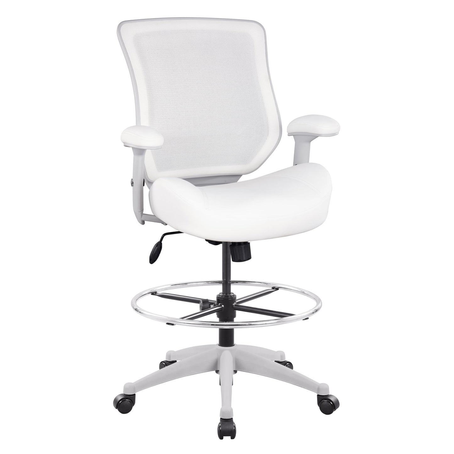 BOLISS 400lbs Mesh Ergonomic Office Drafting Chair Big Adjustable Foot Ring Height Adjustable Armrest (Wht)