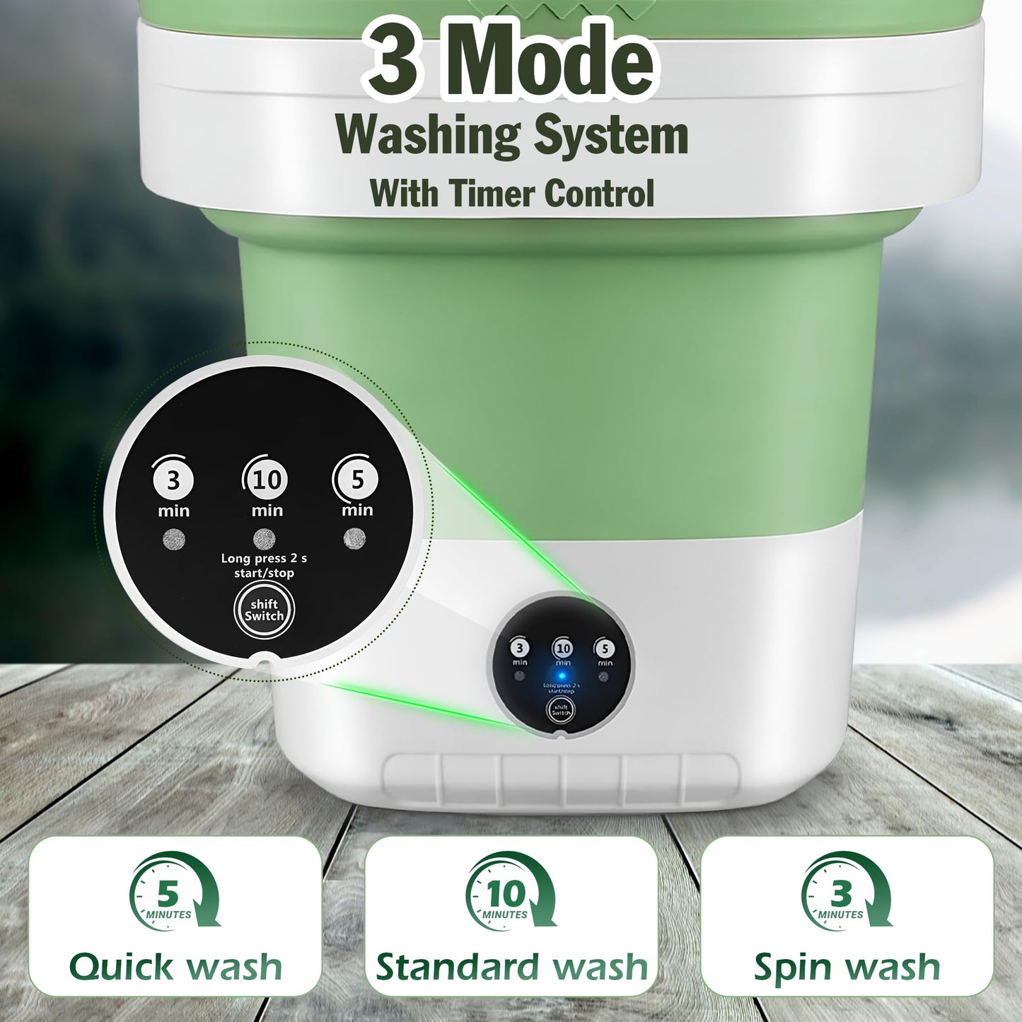 16L Mini Washing Machine with Spin Basket 3 Wash Modes Timer - Deep Cleaning Collapsible Compact Washer Portable Washing Machine - Portable Clothes Washer for Apartment Travel Camping Dorm Hotel Home