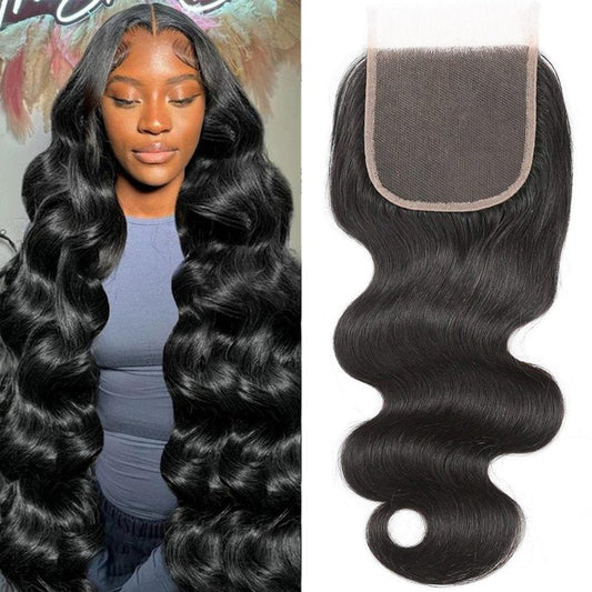 4x4 Transparent HD Lace Closure Body Wave Virgin Human Hair Invisible Lace Closure More Less Shedding than Regular Virgin Hair Frontal Closure Pre-plucked with Baby Hair Natural Black 18 Inch