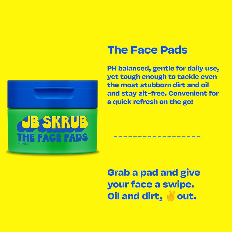 JB SKRUB The Face Lotion and Face Pads -Teen Boys, Tween and Kids Moisturizer for Cool Confidence, Grease-Free Freshness & Hydration with Blue Light Defense