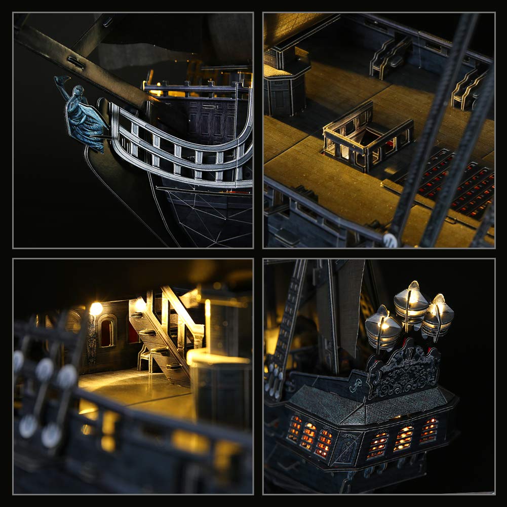 CubicFun 3D Puzzles for Adults Home Decor Pirate Ship Gifts for Men Women Model Kits Brain Teaser Gifts for mom,Queen Anne's Revenge 340 Pcs