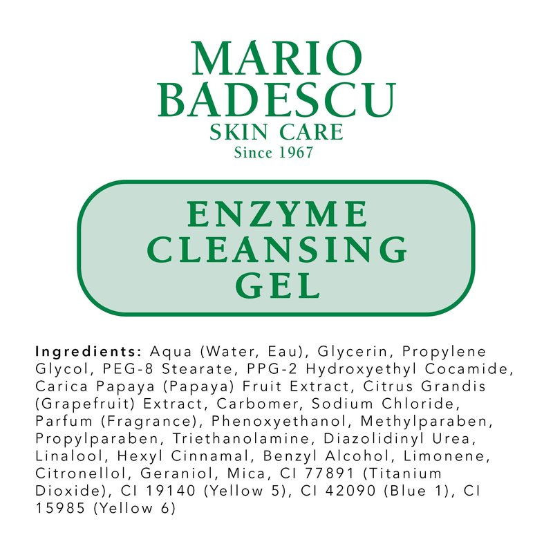 Mario Badescu Enzyme Cleansing Gel Face Wash, Oil-Free Facial Cleanser with Papaya Enzyme & Grapefruit Extract, Exfoliating Skin Care for All Skin Types, Removes Excess Oil & Impurities, 16 Fl Oz