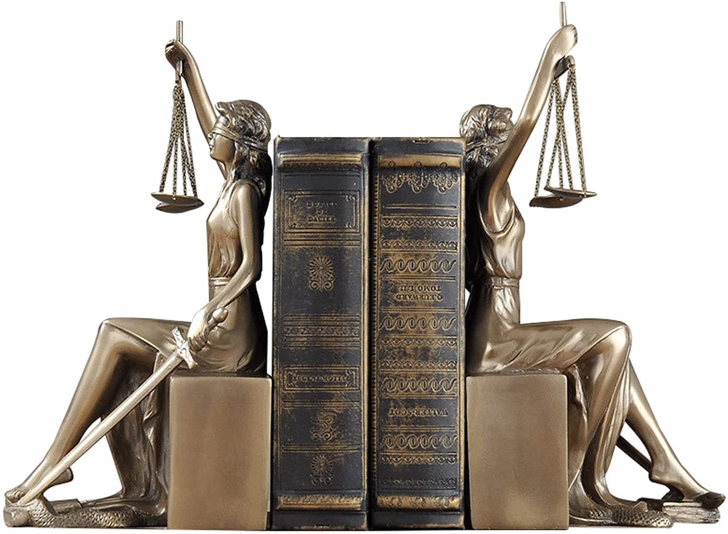 Thxsoon Lady Justice Statue Decorative Bookends Sculpture for Home and Office Decor, Perfect for Lawyers and Law Students - 10 x 5 x 4 inch (26 x 13 x 11cm)