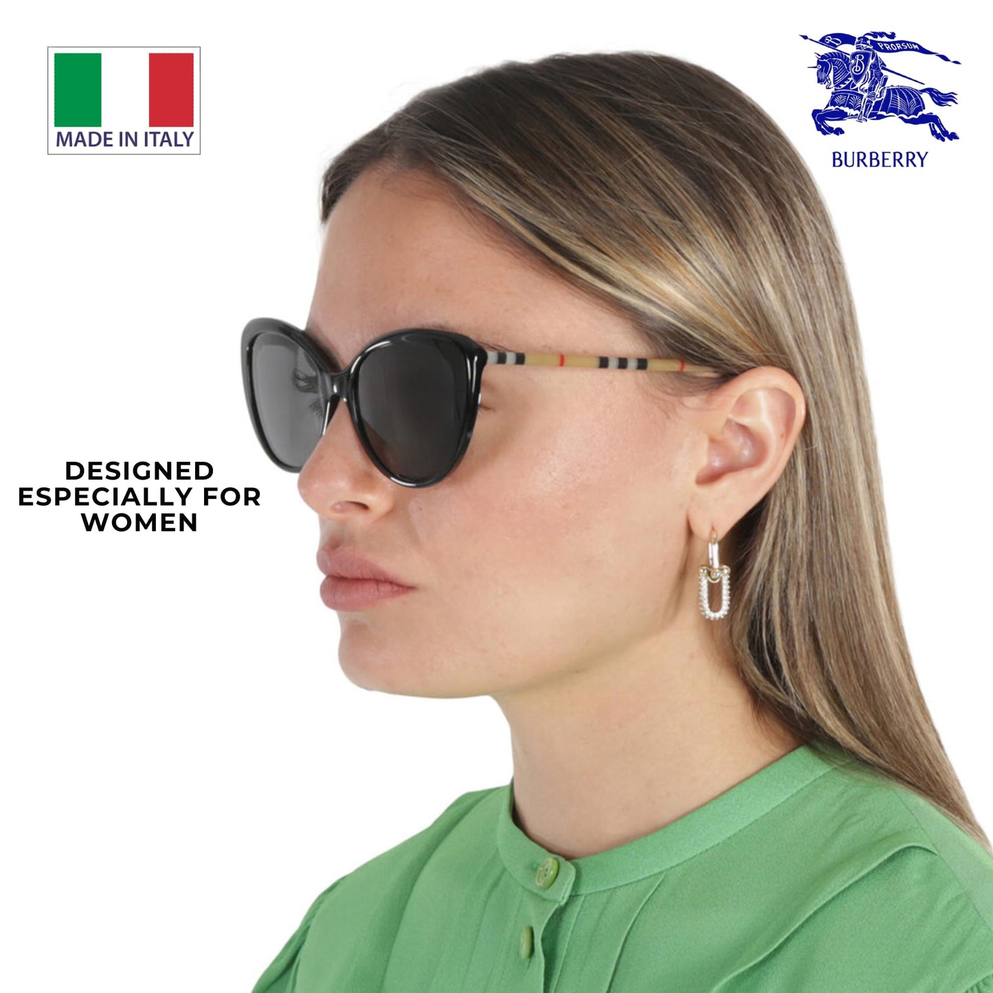 BURBERRY BE4407 Cat eye Shape Acetate Sunglasses with Luxury Eyewear Kit