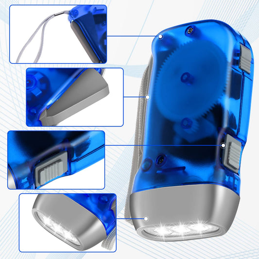 8 Pack Hand Crank Flashlight 3 LED Hand Press Emergency Flashlight No Battery Portable Wind-up Powerful Safety Tool for Camping, Hiking, Outdoor Survival Sports and Home Power Outage(Multi Color)