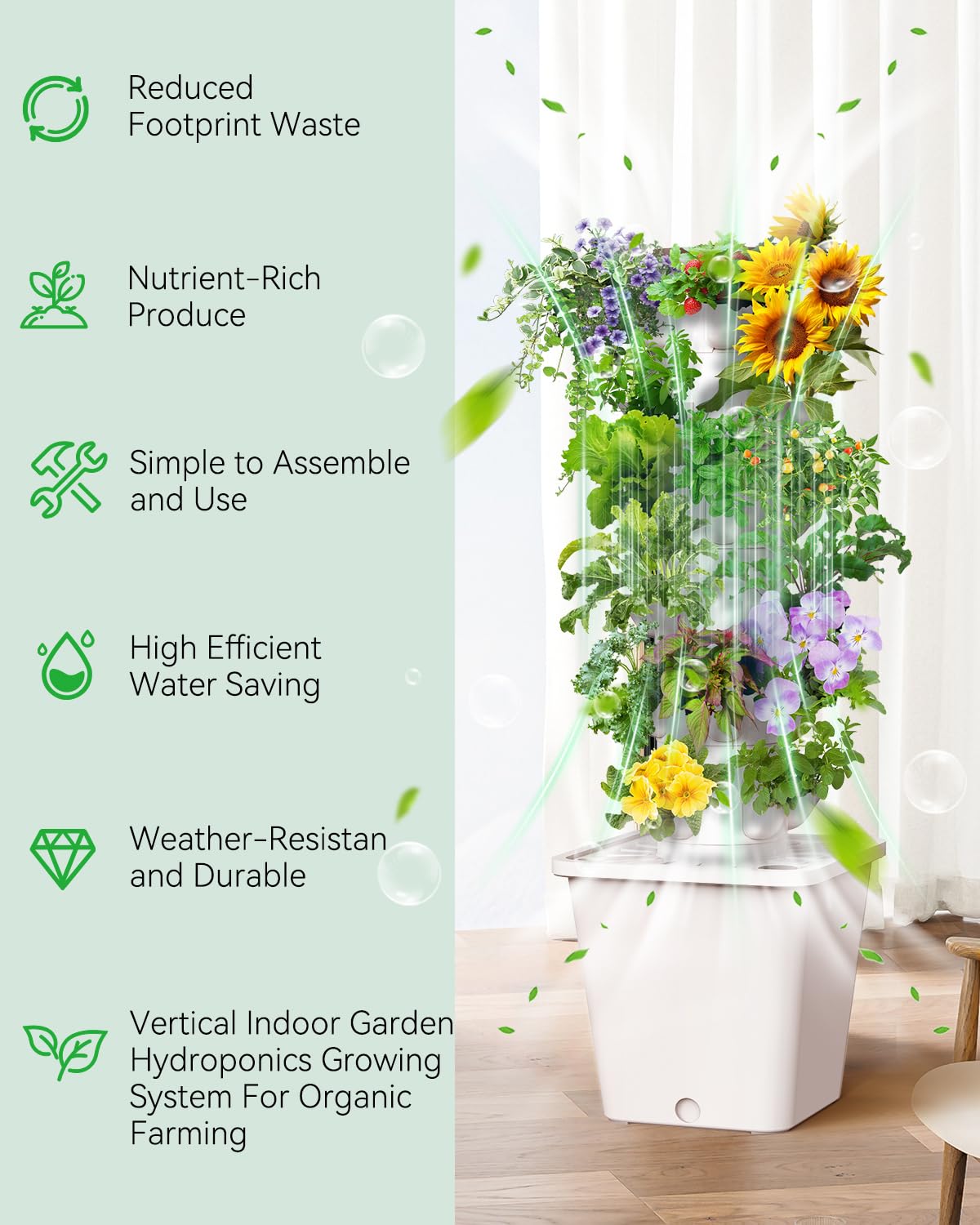 SJZX Hydroponic System Kit + Extra Water Pump, Get a Replacement Pump Now