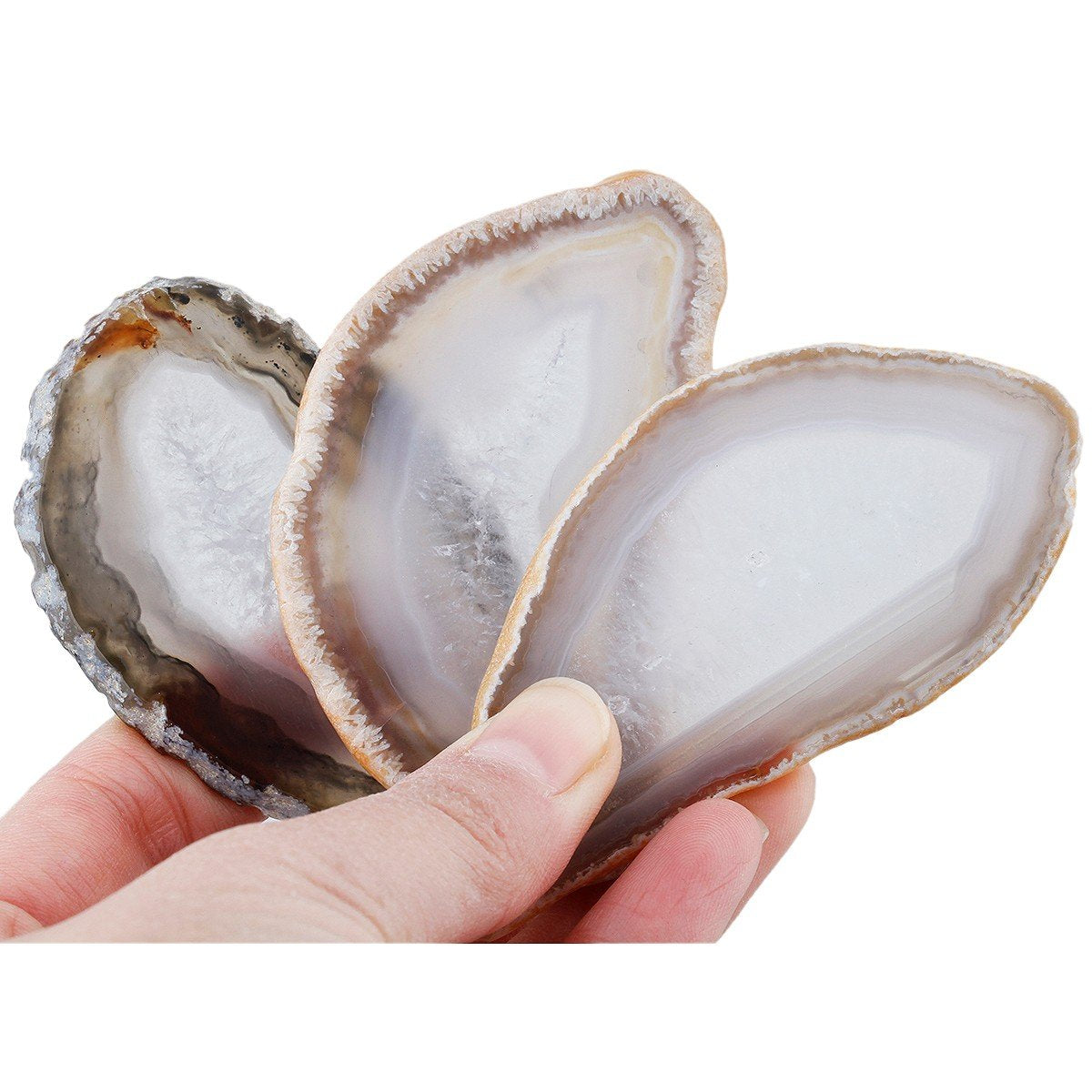 mookaitedecor Polished Agate Light Table Slices,Geode Agate Slab Cards Pack of 12