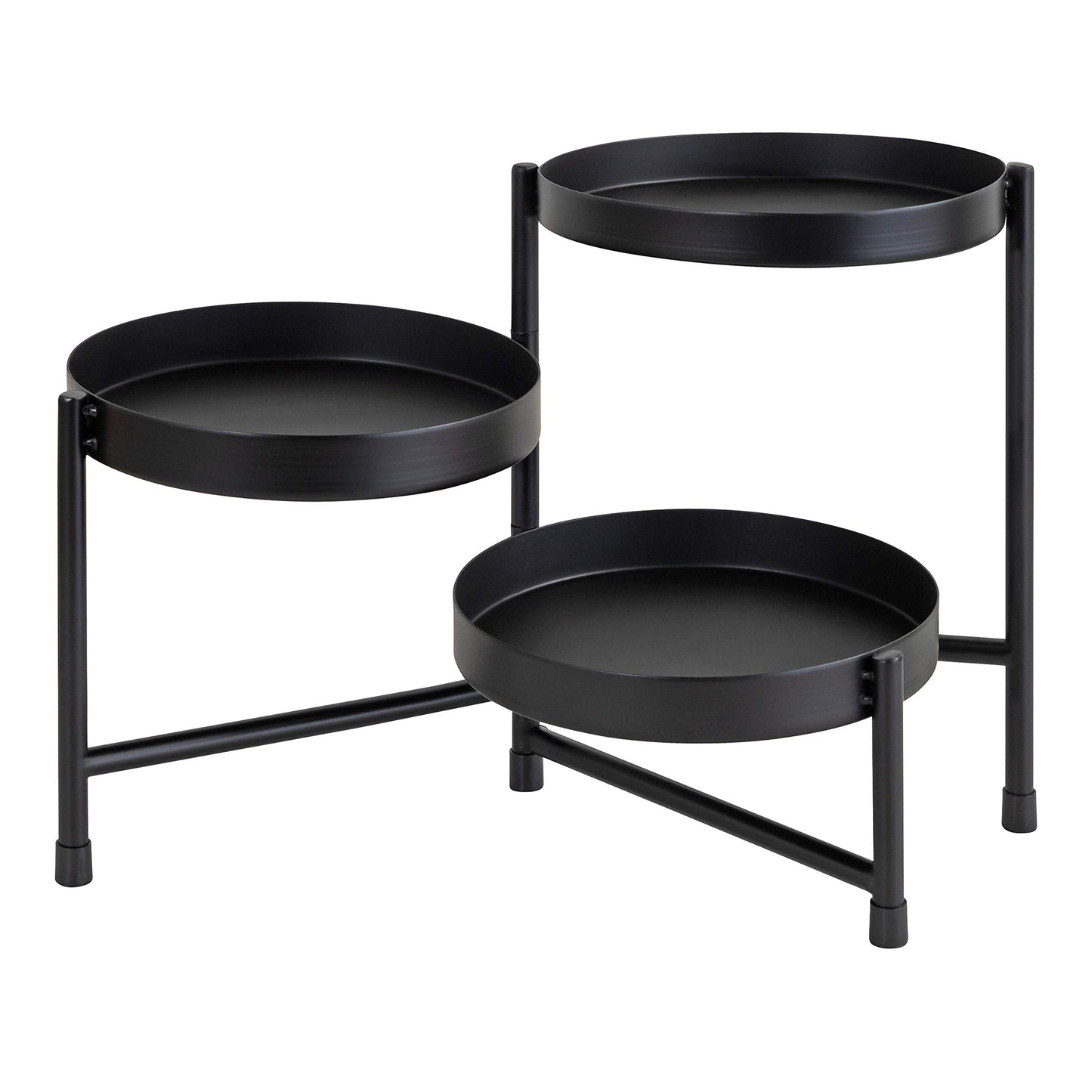 Kate and Laurel Finn Modern Tri-Level Metal Plant Stand, 7.25 x 7.25 x 10, Black, Indoor Multi-Tiered Plant Stand for Tabletop