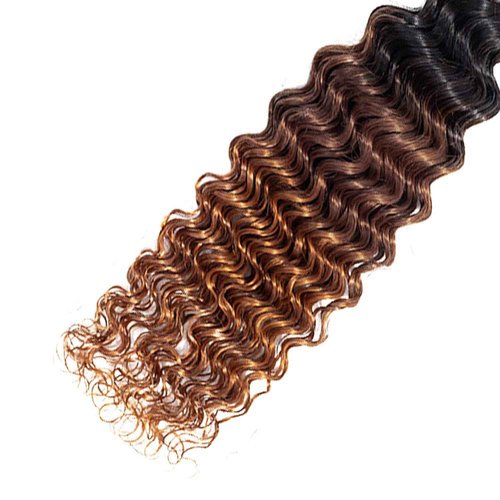 Habiliana Bundles Human Hair 24 26 28 Inch Omber Deep Wave Human Hair Bundles Natural Chocolate Brown T1B/4/30 11A Unprocessed Brazilian Virgin Quick Weave Hair Extensions for Black Women