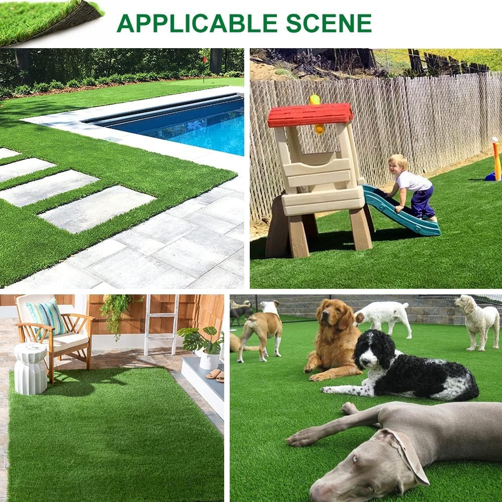 Petgrow Realistic Synthetic Artificial Grass Turf 0.8inch,Thick Faux Fake Grass Indoor Outdoor Landscape Lawn Pet Dog Turf Carpet for Garden Backyard Balcony