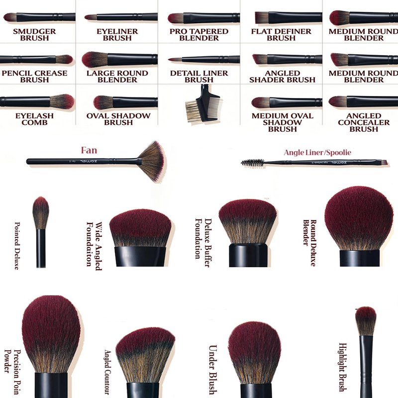 ZAMEL 29pcs Preminum Makeup Brush Set With Holder, Black Soft Bristle Brushes For Foundation,Eyeshadow,Blending,Professional Cosmetic Brush Kit for Women(Gift Idea)