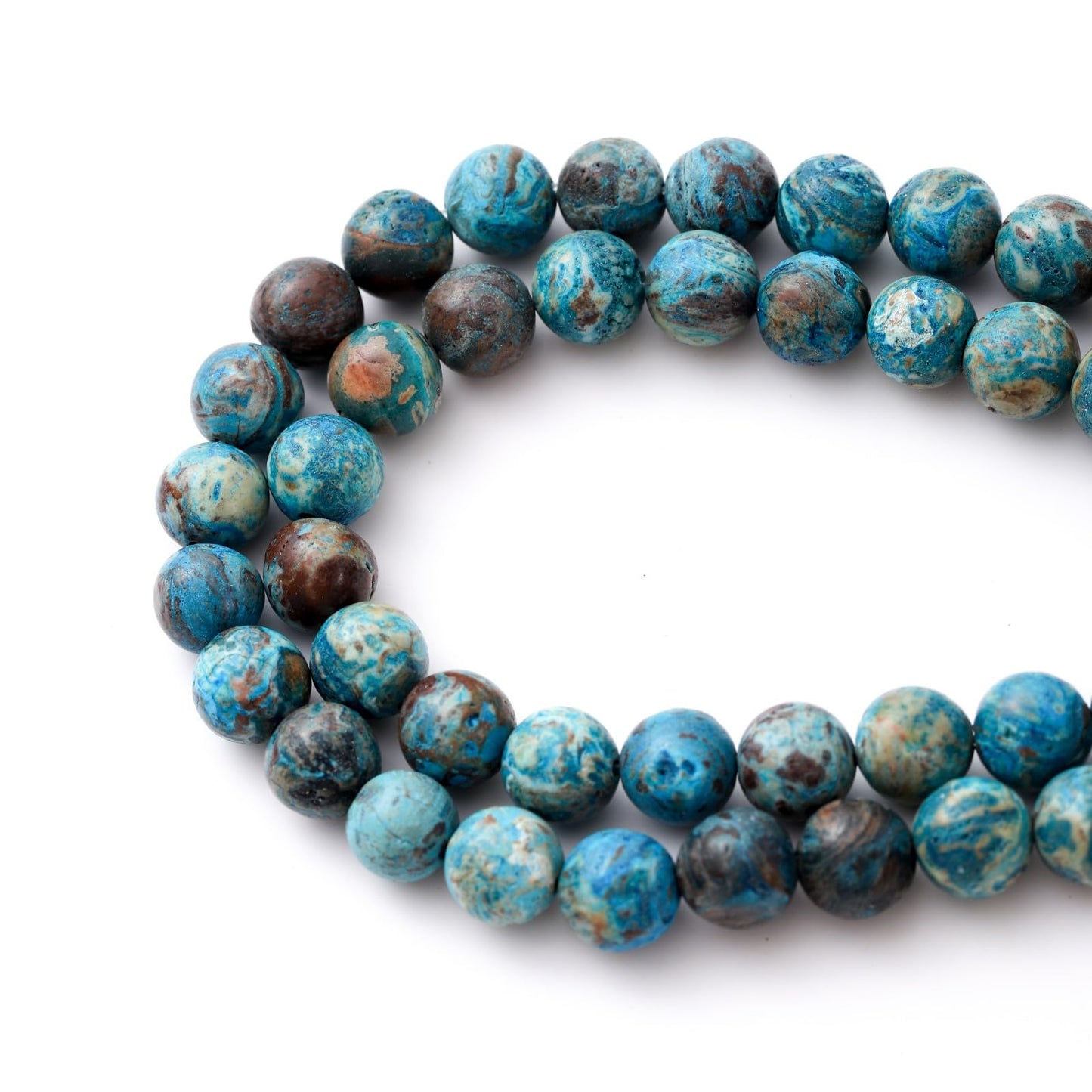 8mm 45pcs DIY Natural Blue Pattern Agate Stone Beads Round Healing Crystal Gemstone Loose Beads for Jewelry Making Handmade Bracelet Necklace
