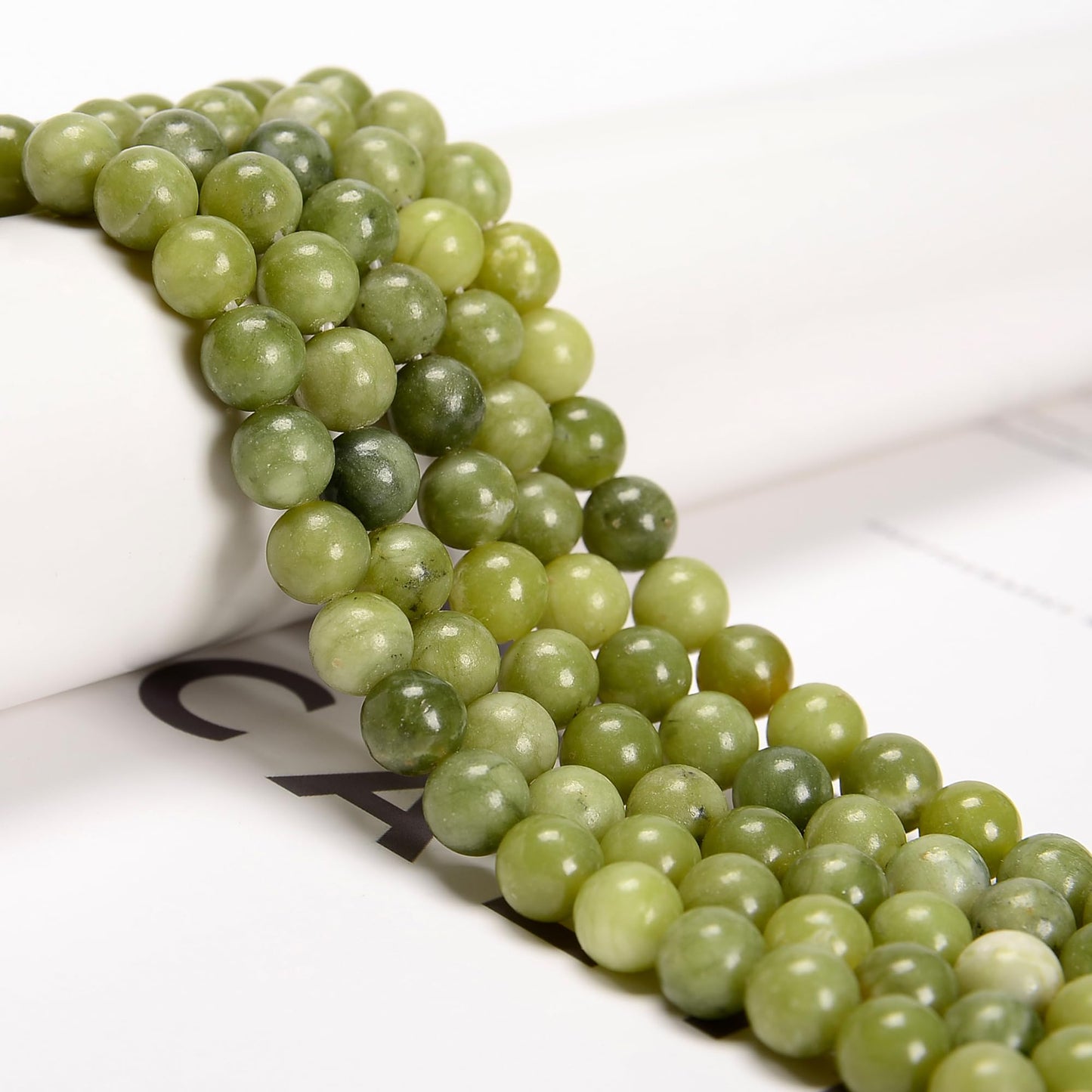 48Pcs 8mm Green Jade Natural Round Loose Real Stone Beads Gemstone Genuine for DIY Hand Made Craft Jewelry Bracelet Earring Necklace String Making Energy Healing Power