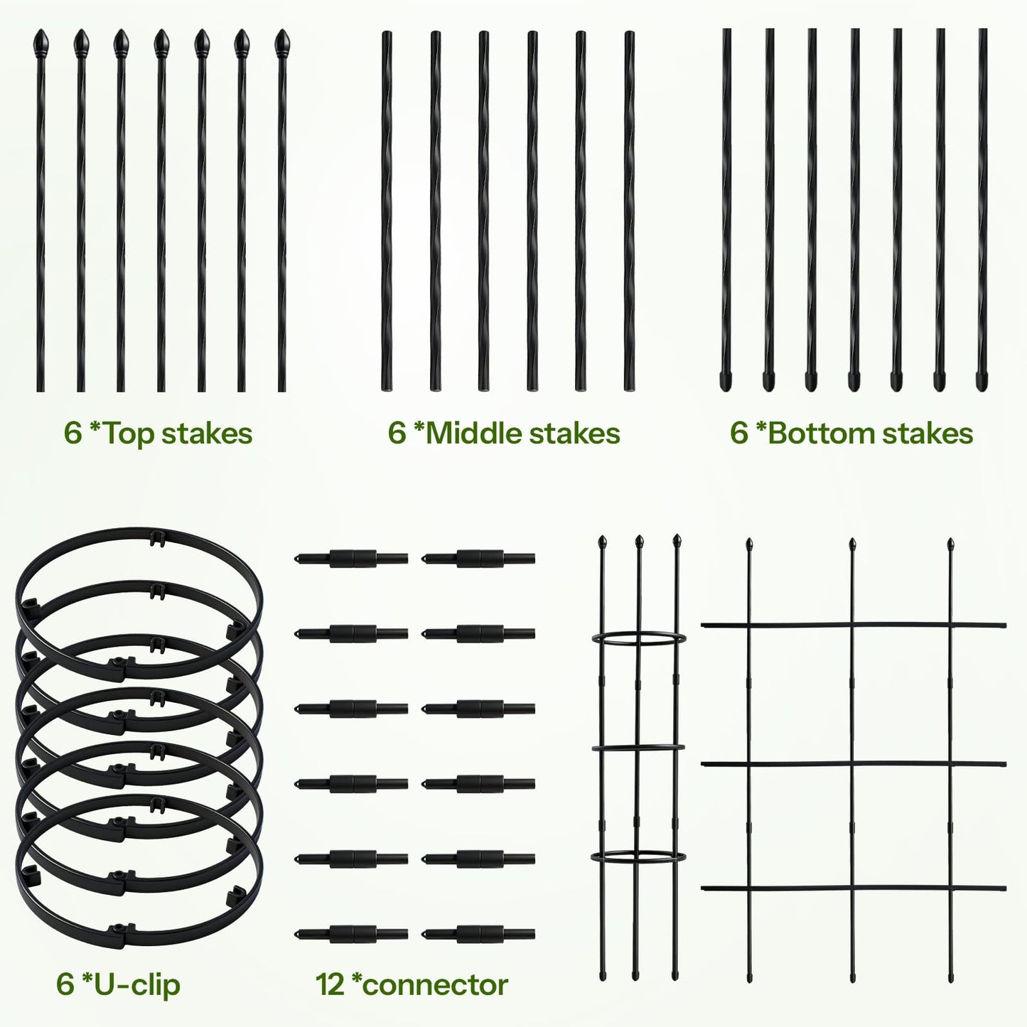 2 Pack Garden Trellis, 47" Trellis for Potted Plants, Tomato Cages, Plant Cages & Supports for Vines Crop, Plant Trellis for Climbing Plants Indoor Outdoor,Flower, Vines, Vegetable, Pots