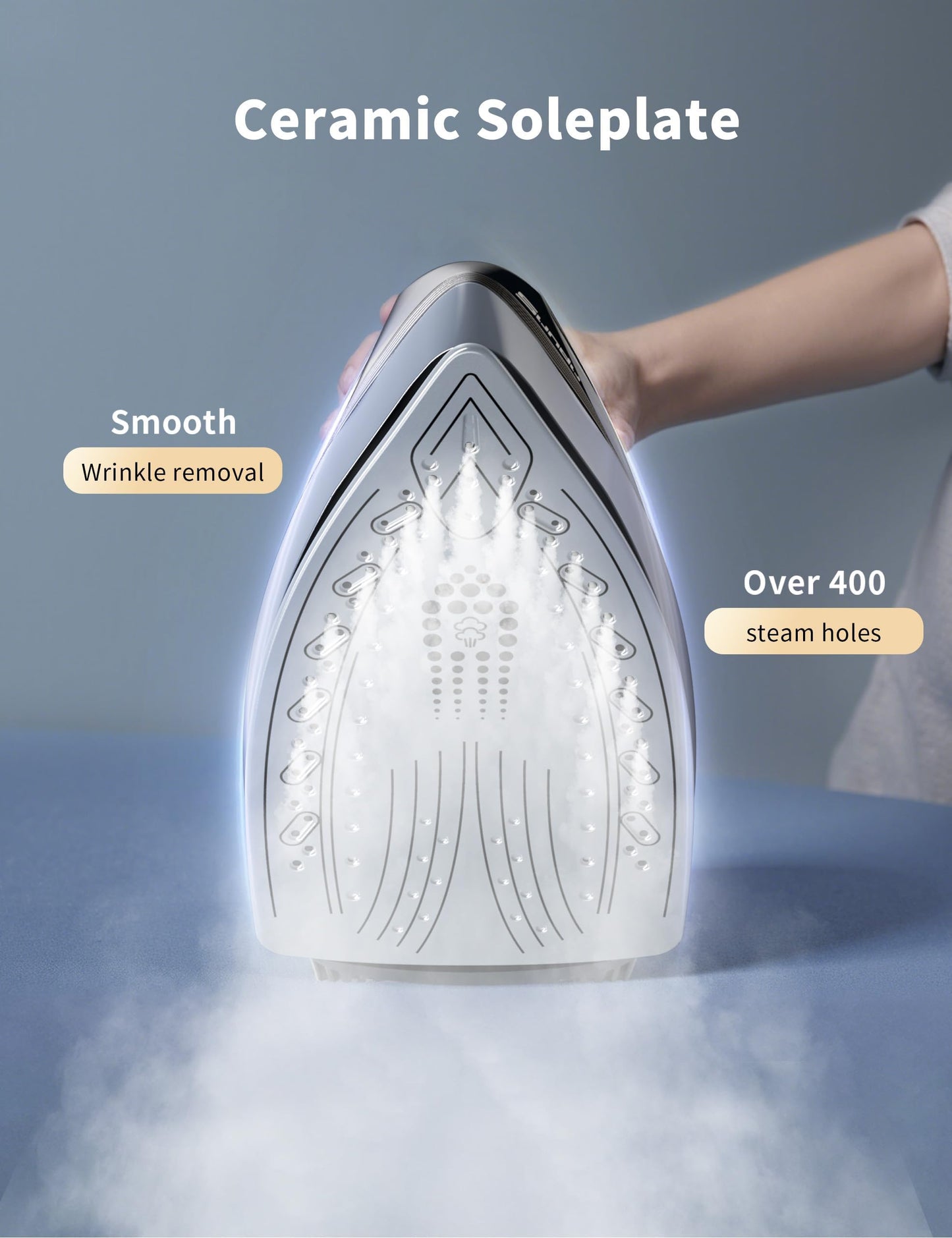 Sundu Iron Steamer for Clothes,1600W Steam Station Professional Steam Iron For Clothes with 44 oz Tank, 400 microsteam holes, Built-In Pump, Ceramic baseplate,Iron Lock For Easy Carry