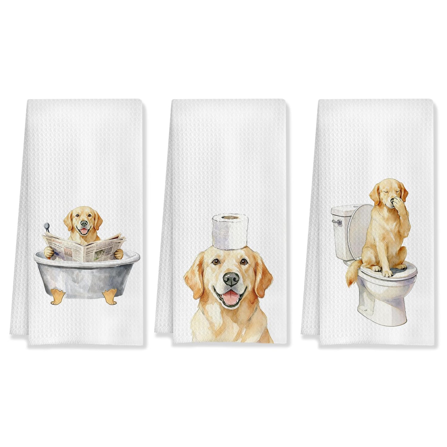 HUGANE Funny Labrador Bathroom Decor Hand Towels Set of 3,Labrador Mom Gifts, Gifts for Labrador Lovers, Kids Dog Bathroom Decor, 16x24 Inch
