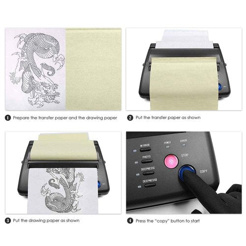 BIOMASER Tattoo Stencil Printer for Tattooing,Tattoo Printer Transfer Stencil Machine Drawing Thermal Maker Copier with 20 Transfer Papers（Black