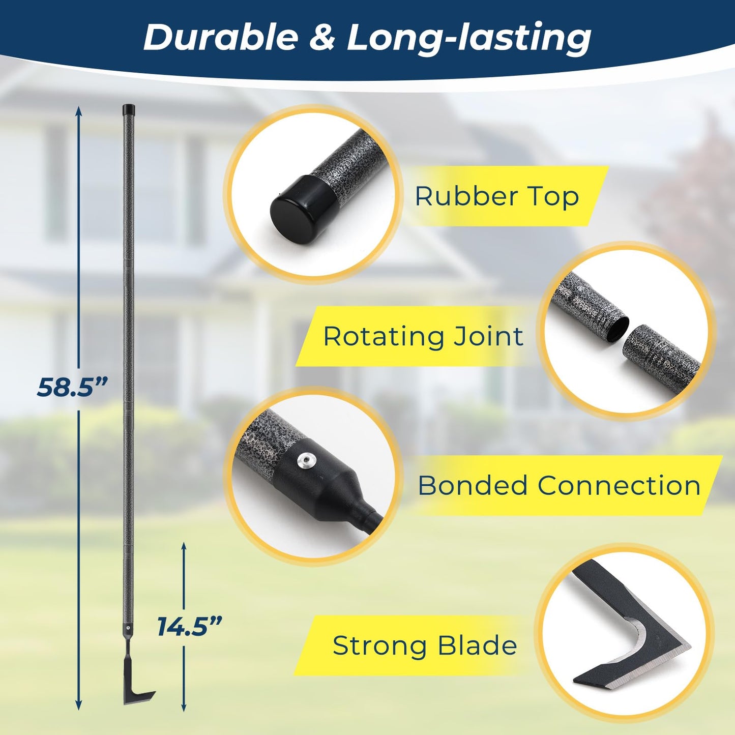 EUIJOIP Weed Remover Tool | Adjustable Metal Handle (14.5"-58.4") (Upgraded Rustproof) | Multi-Functional Garden Hook for Pavement Gaps, Moss, Bushes | Commercial-Grade Yard Maintenance Equipment
