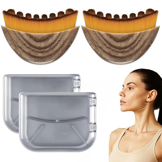 2-Pack Lymphatic Contour Face Brush, Lymphatic Drainage & Contour Face Massage Brush Set for Gua Sha, Puffiness Reduction, Glowing Skin, Gentle Daily Facial and Body Massage Tool