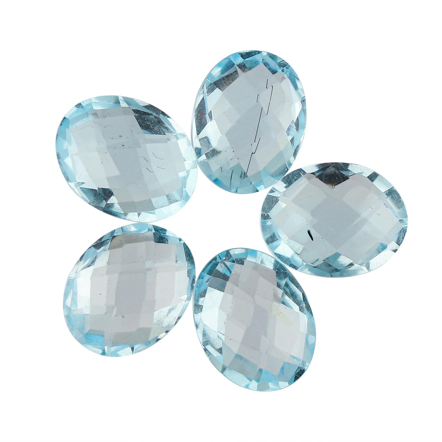 CRYSTALIS 5pcs Natural Blue Topaz, Briolette-Cut, Loose Gemstone Wholesale Bulk Cabochons Jewelry Making Supply, Chakra Healing Polished Stones, Wire Wrapping, DIY, Gem Collection, 9x7mm