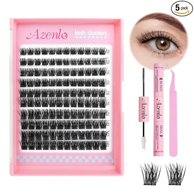 Natural Lash Clusters Kit Wispy Eyelash Clusters 120 pcs Cluster Eyelash Extensions C Curl Individual Lashes 10-16 mm Mix Length Natural Look Lashes Clusters with Thin Lash Band（02D-Lash KIT)