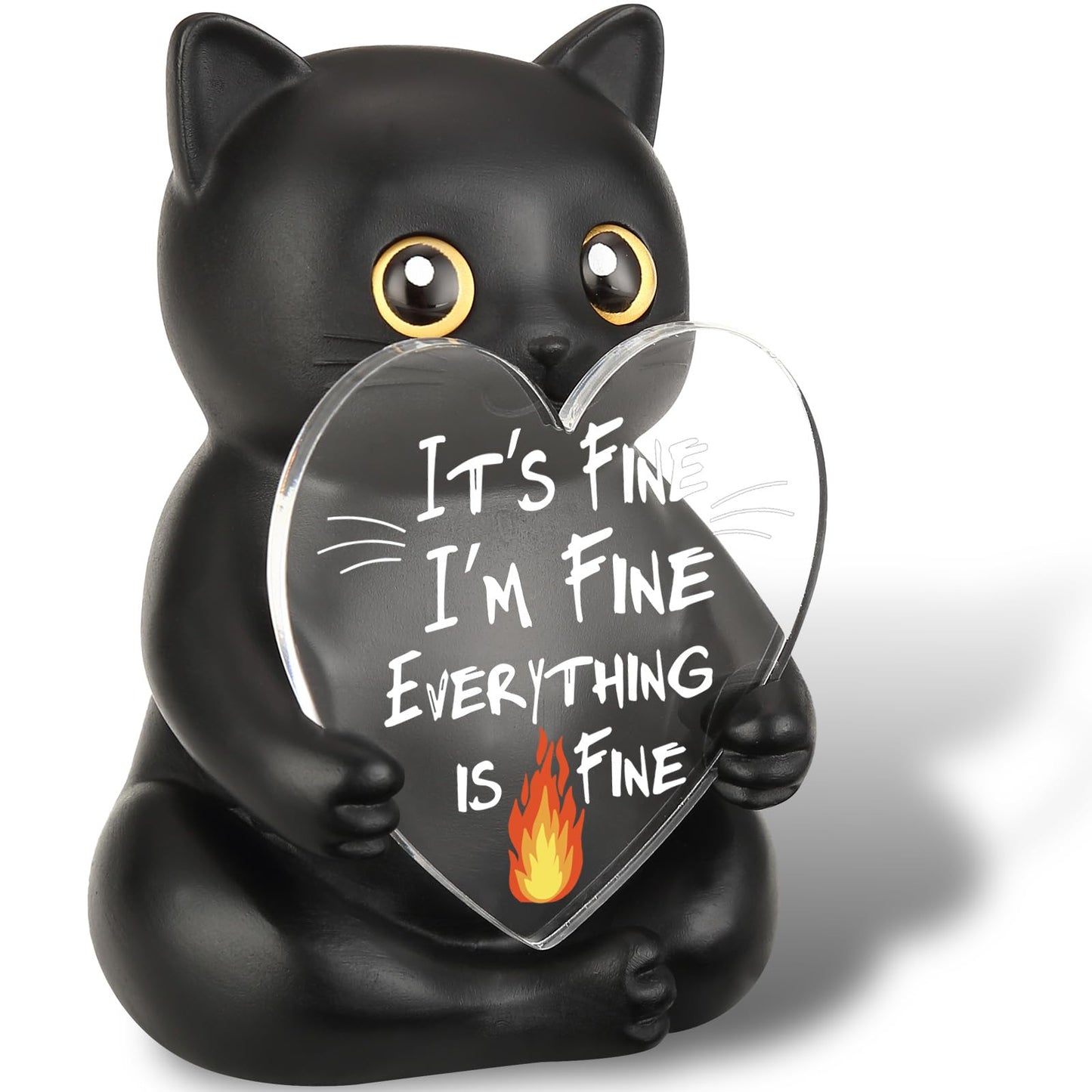 wainvniaw Funny Black Cat Figurines Decor, Fun Humor Gag Sarcastic Gift for Cat Lovers, Women, Men, Friends, Coworker, Employee, Team Appreciation for Home Office Cubicle Desk Decorations WCT5