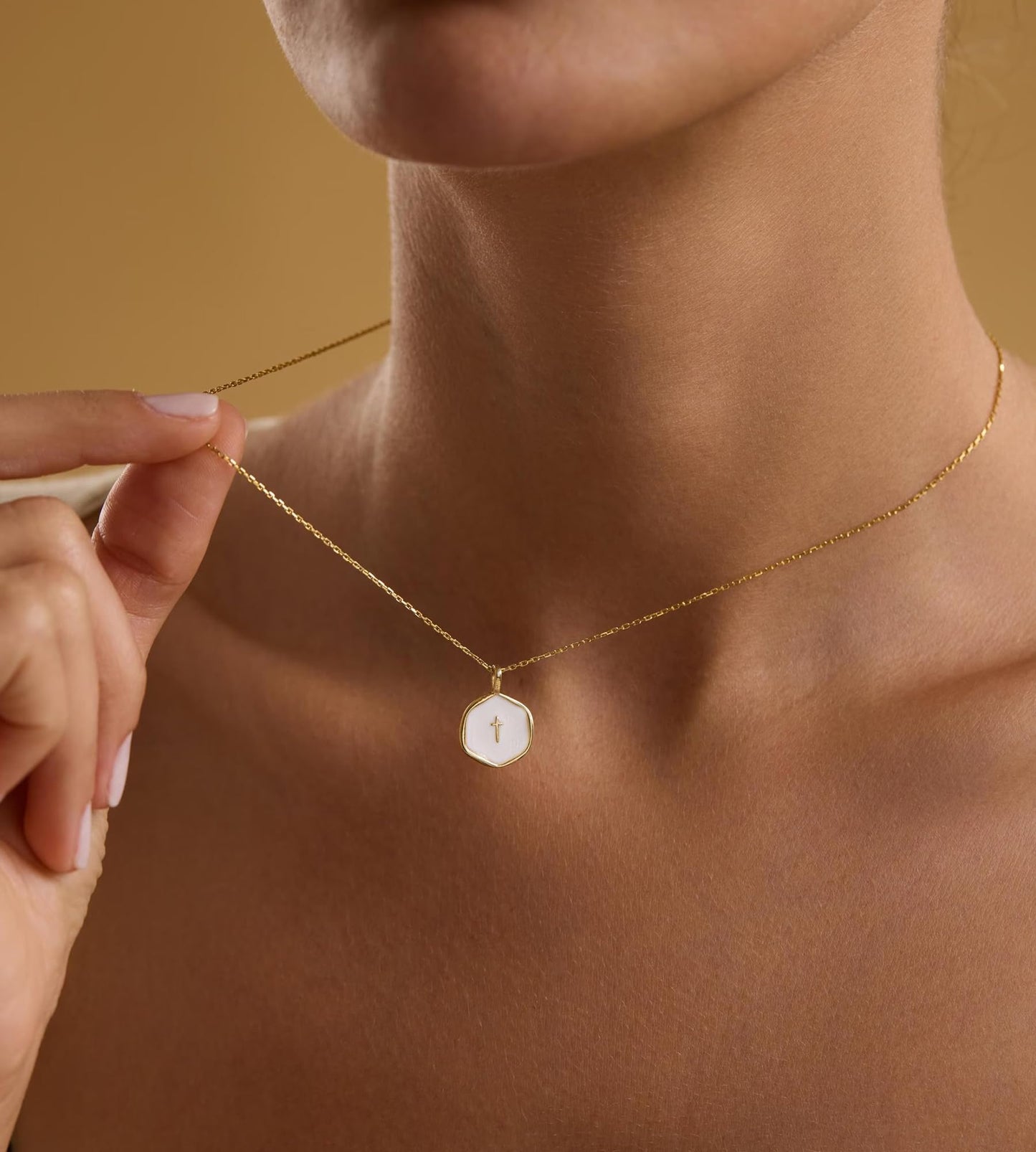 YEEZII Layered Gold Necklaces for Women Trendy, 3 Pcs 14K Gold Plated Choker Paperclip Box Chain Necklace, Stackable Women's Gold Pendant Necklaces Jewelry Set (Gold-Cross)