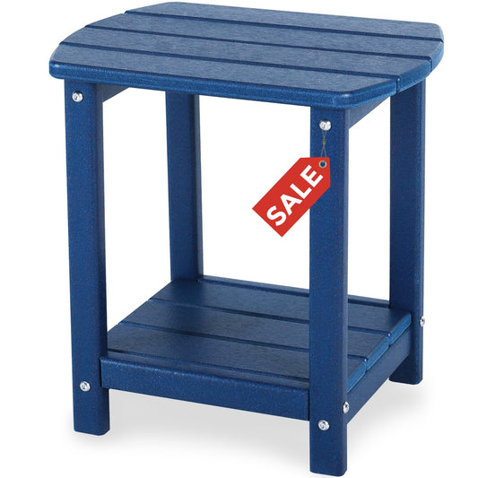 Adirondack Square Outdoor Side Table,2-Tier Storage Patio Side Table, HDPE End Tables for Backyard Pool Porch Garden Lawn