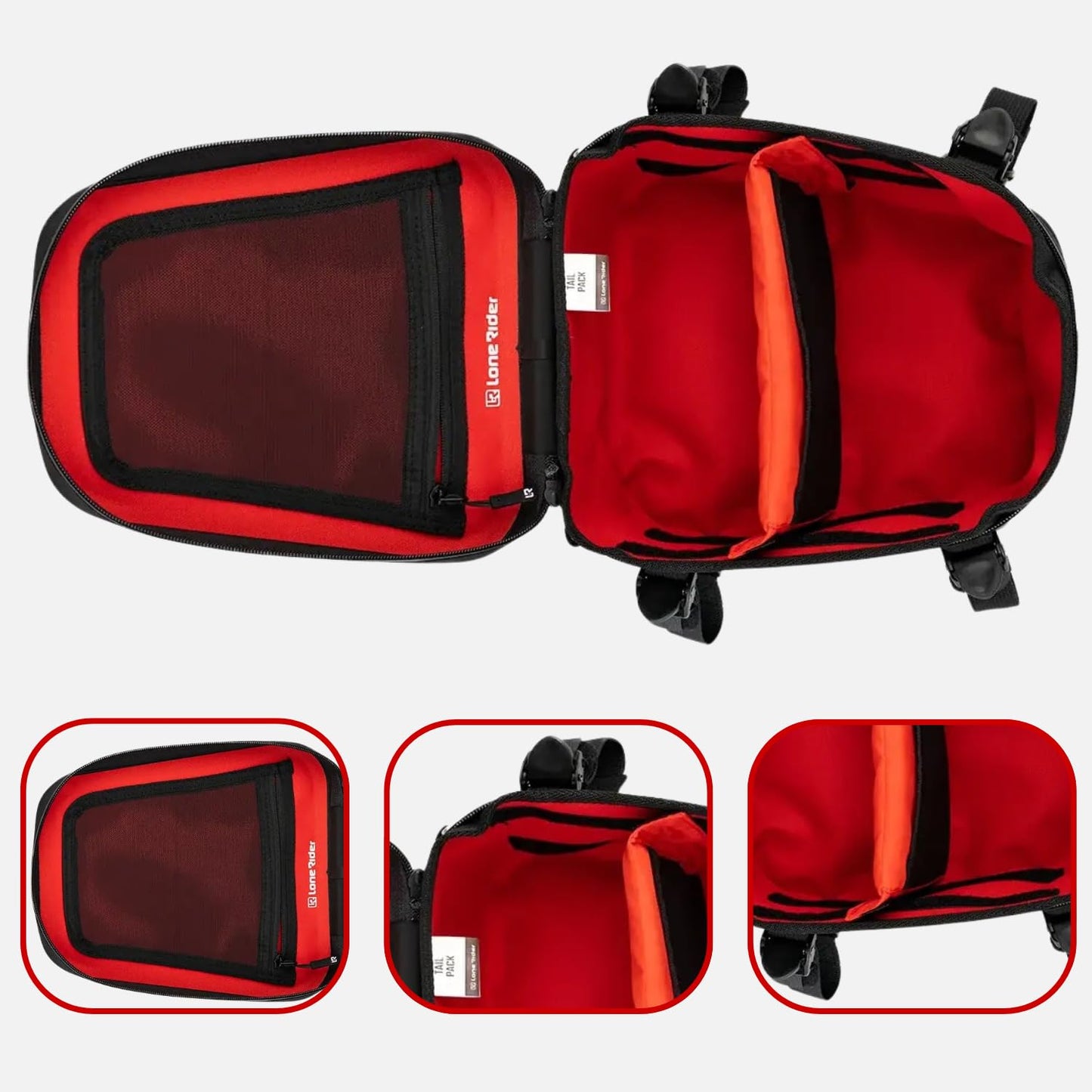 Lone Rider Motorcycle Tail Pack 8L - Waterproof Motorbike Tailpack Dry Bag with MOLLE Top, Cam Buckle and Loop Webbing Mounts - Fits Most Seats, Rear Racks, Panniers and Saddlebags