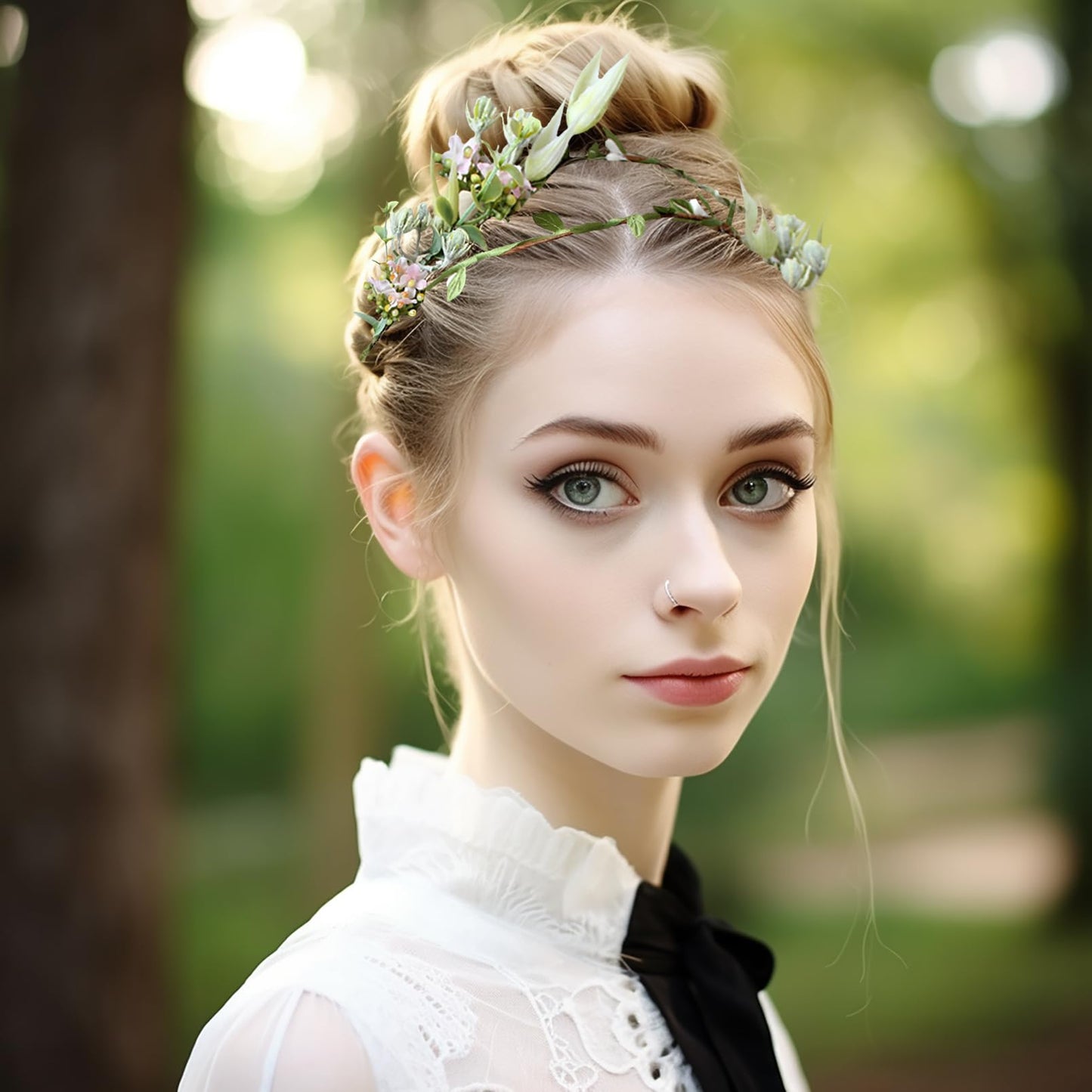 LLinfflr Boho Flower Headband Bridal Flower Crown Hair Wreath Floral Headpiece Halo Party Prom Wedding Photos Green