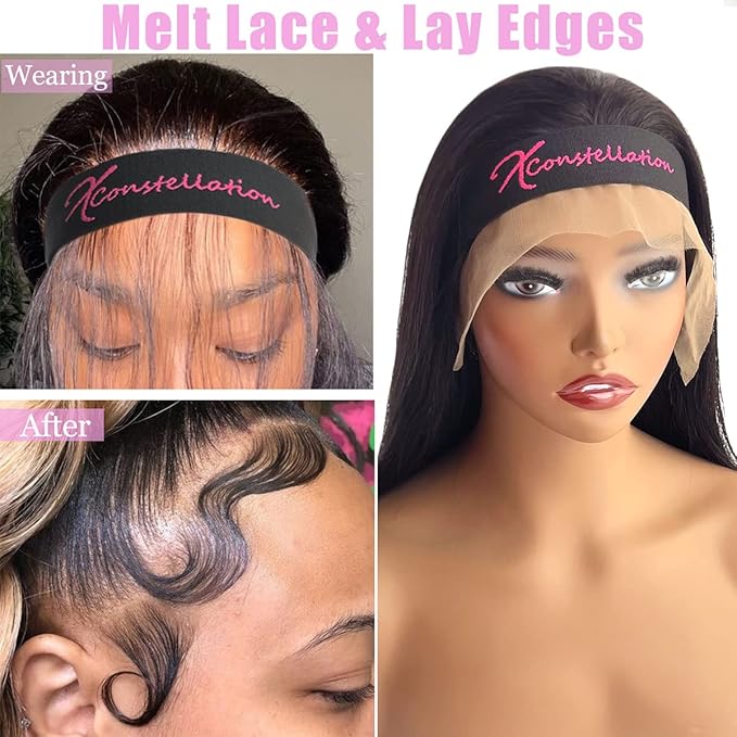 Elastic Bands for Baby Hair & Lace Front Wigs - Wig Grip Headband Edge Wrap to Smooth Edges & Keep Wigs in Place - 4 Pcs Set