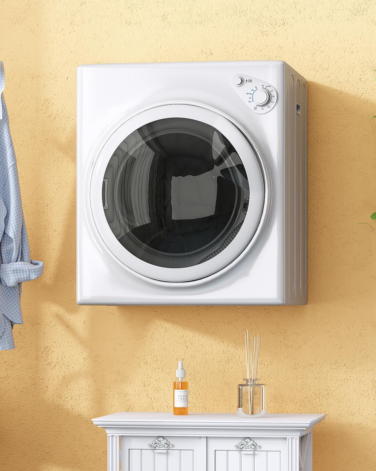 TABU 3.5 Cu. Ft Compact Dryer, Portable Clothes Dryer with Stainless Steel Tub, Front Load Electric Dryer with 4 Automatic Drying Mode, Ideal for Home, Apartment, RV, White