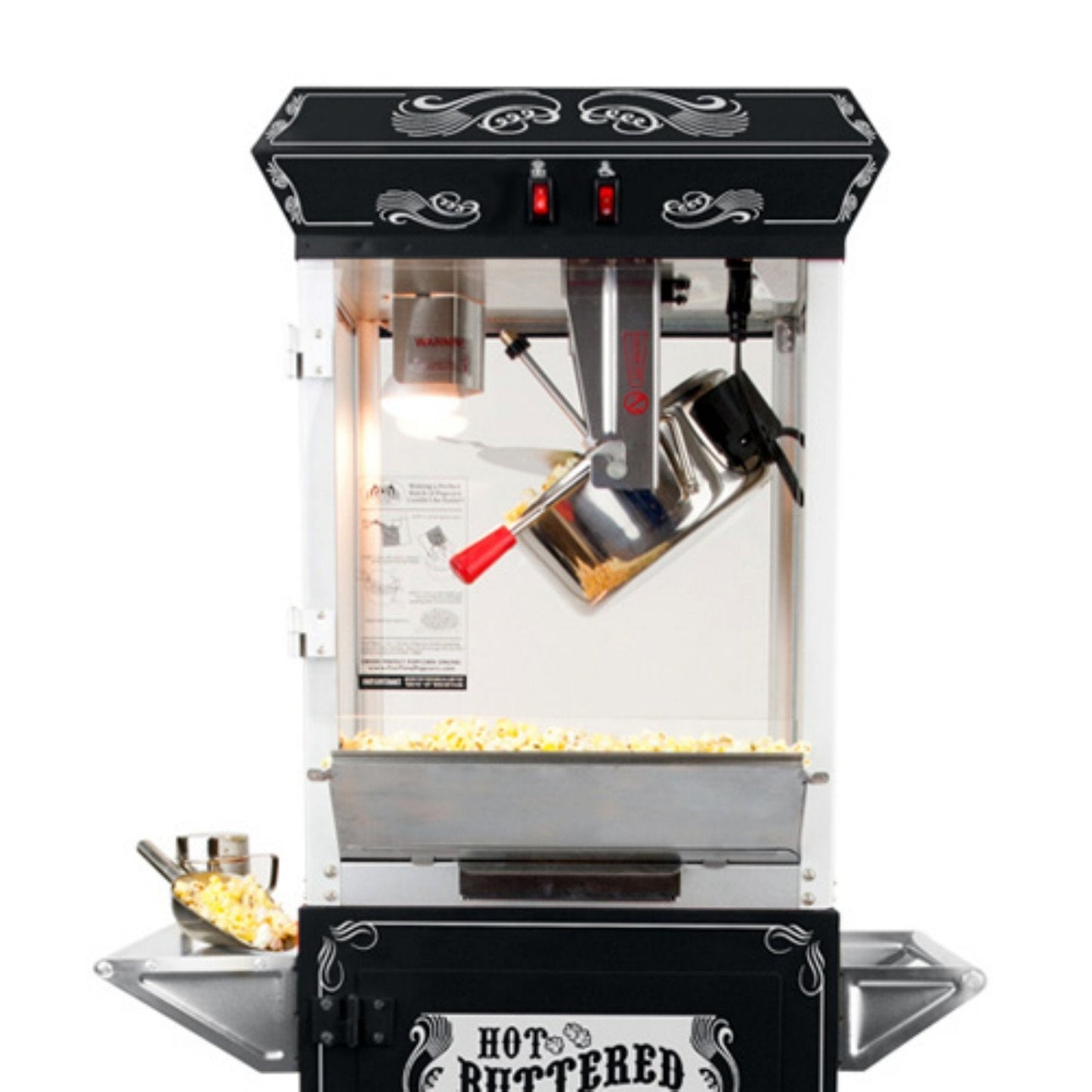Funtime Sideshow Popper 4-Ounce Hot Oil Popcorn Machine with Cart, Black/Silver