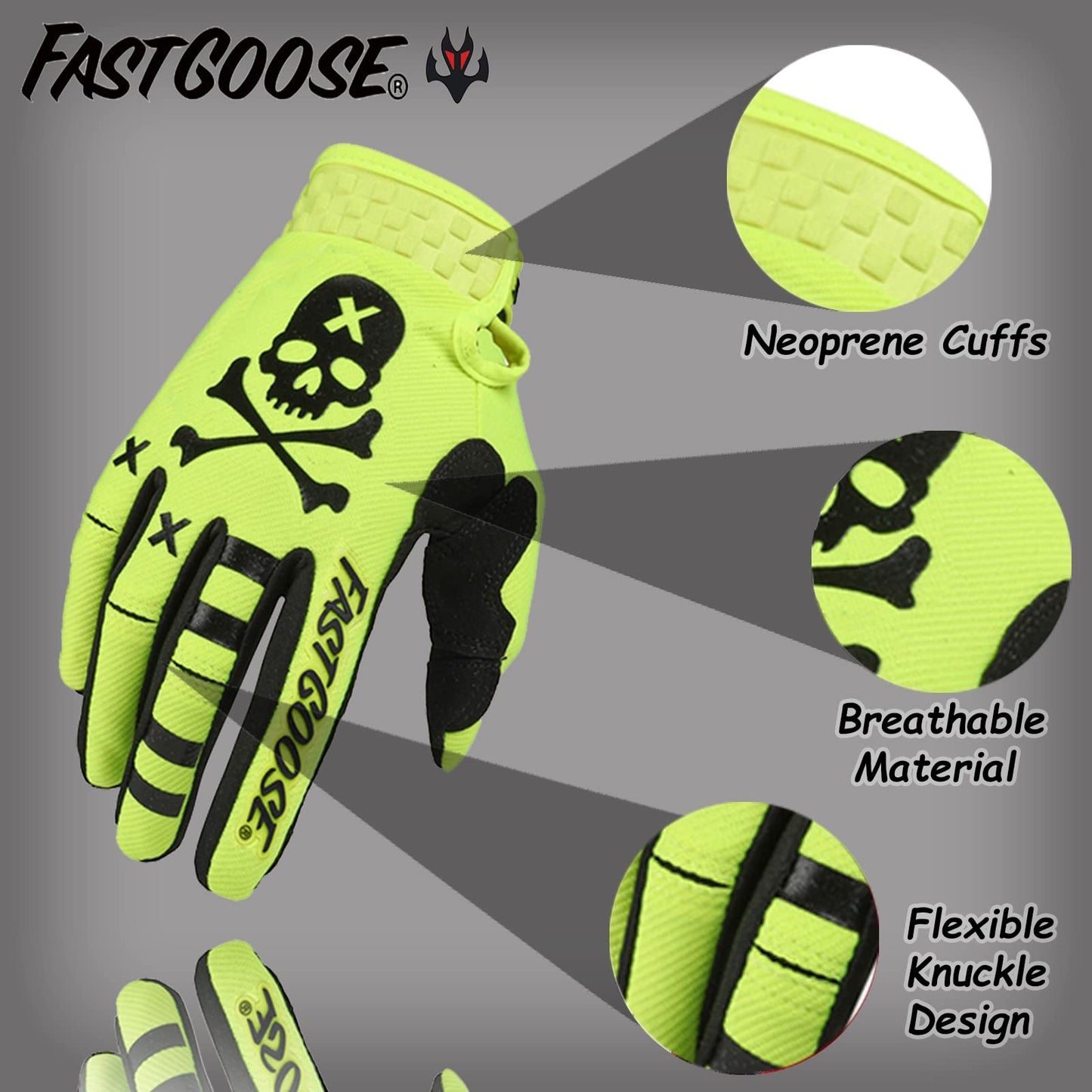 FASTGOOSE Dirt Bike Motorcycle Gloves - Motocross, Motorbike & ATV Off Road Racing Sports Cycling Glove