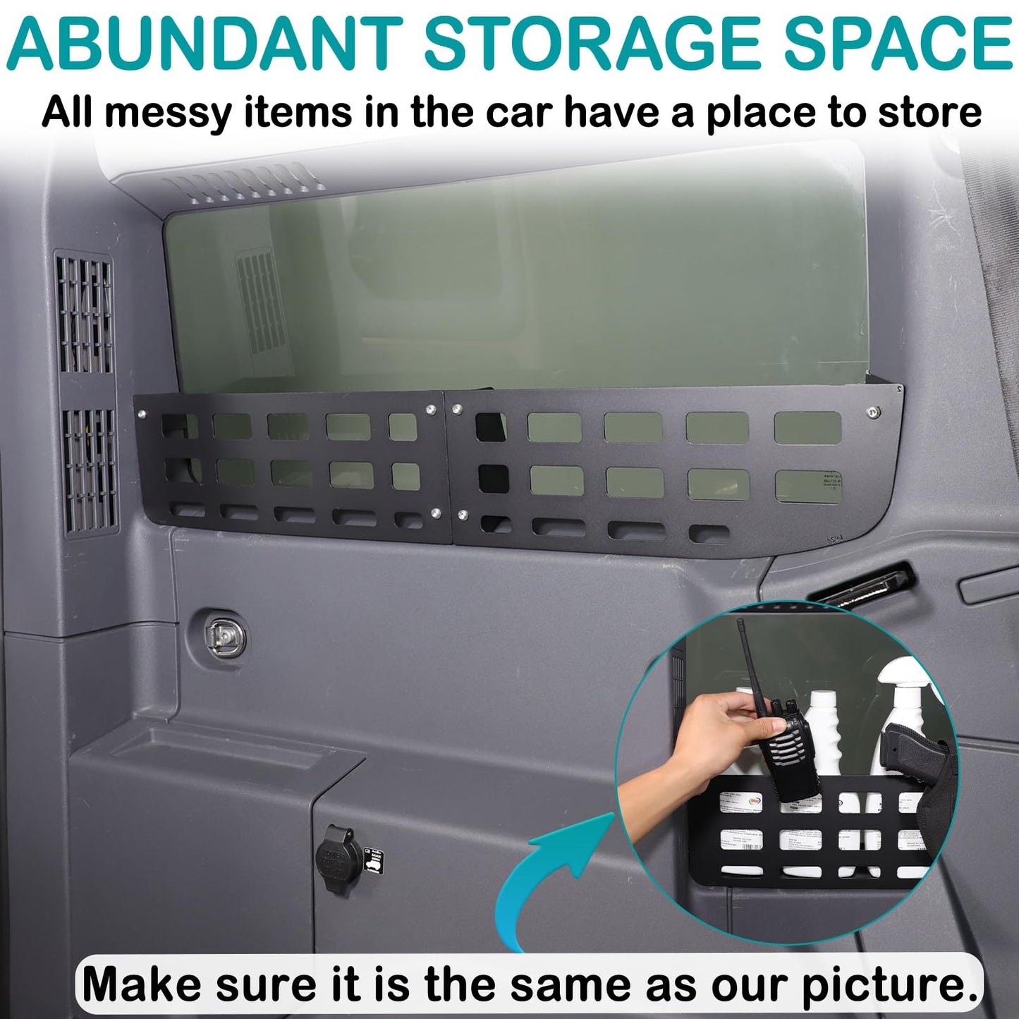 Trunk side window storage enclosure Compatible with Ineos Grenadier 2020-2025 Rear Window Storage Rack Bracket on The Side of The Trunk，Molle Panel Side Fence Storage Tray Accessories (Left+Right)