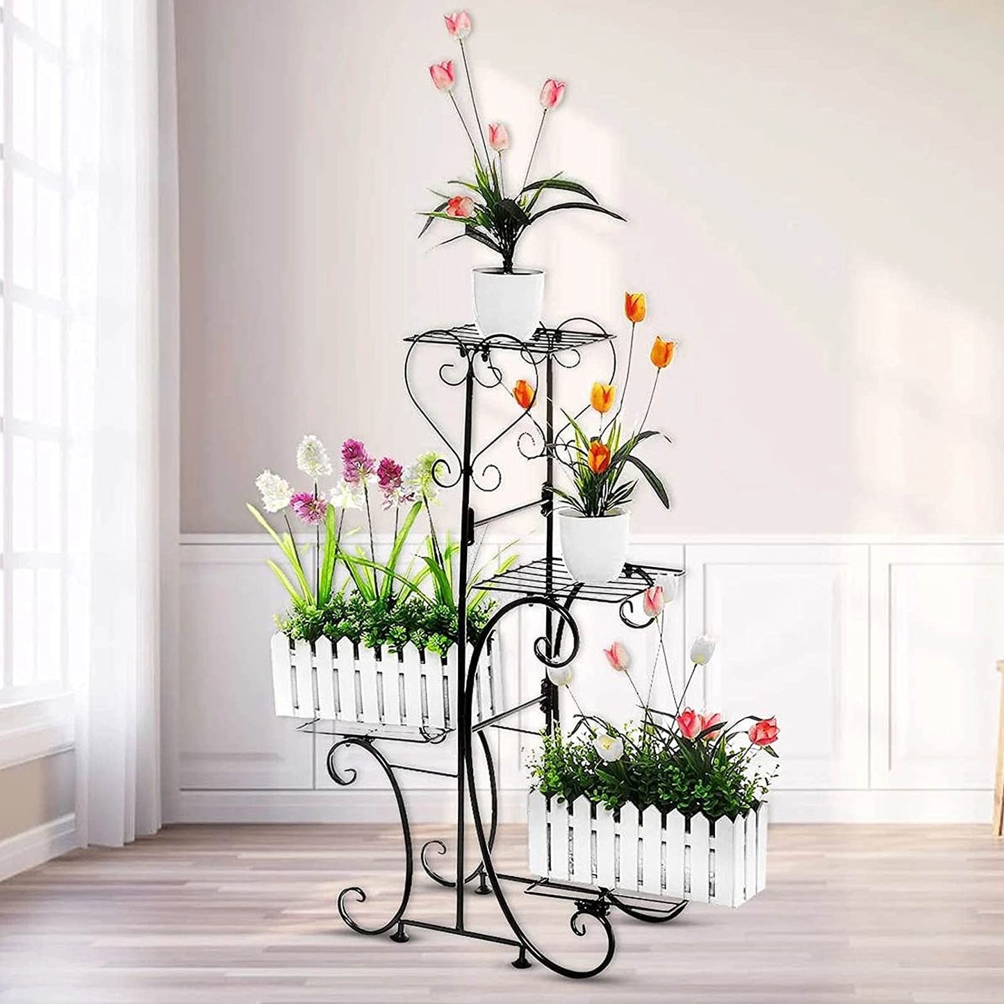 ZEELYDE Plant Stand,Tricycle Plant Stand Flower Pot Cart Bicycle Holder Rack for Home Garden Patio Flower Shelf