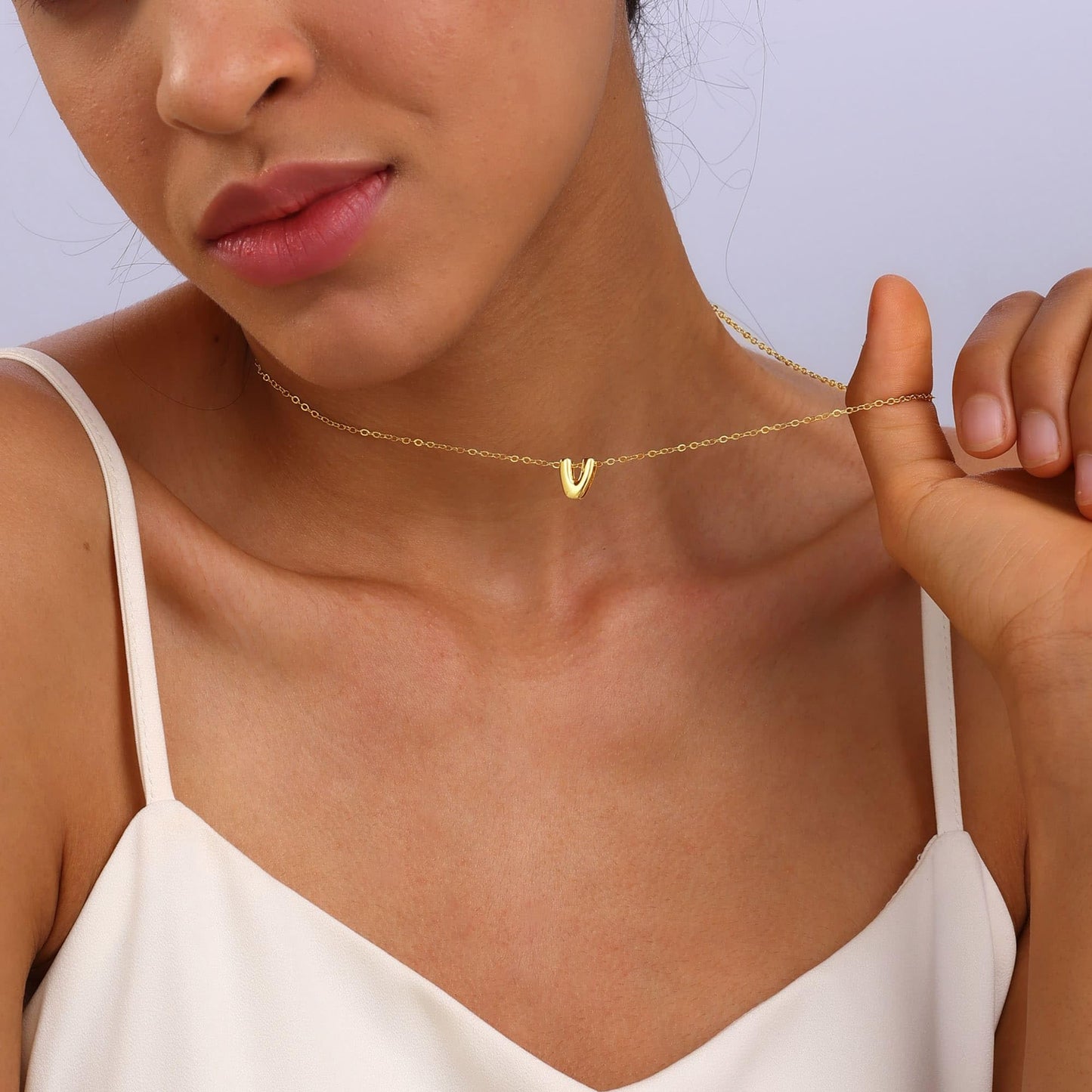 CUEZIY 14K Gold Plated Bubble Letter Necklace Initial Necklaces for Women Dainty Personalized Charm Pendant Name Necklace Cute Non Tarnish Fashion Accessories Teen Gift Trendy Stuff Jewelry Gifts