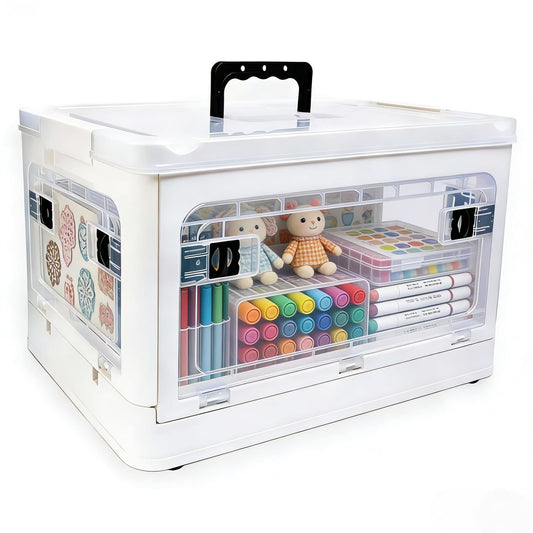 24QT Craft Storage Box with Removable Trays - Art Supply Organizer & Marker Organizer, Multi-Purpose Storage Bins with Lids for Playroom Storage, Board Game Storage & Craft Organizers and Storage