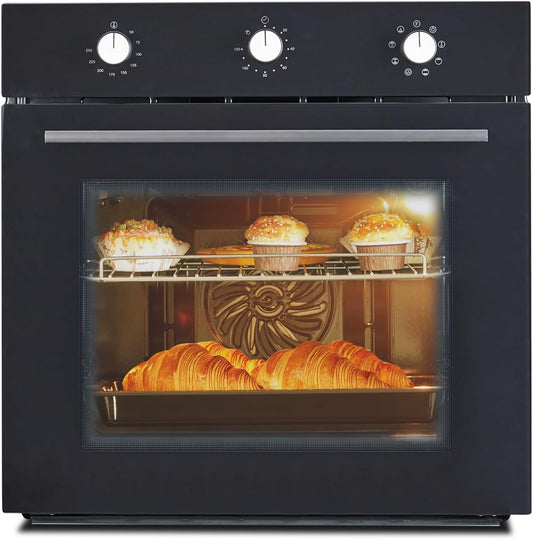 24 Inch Single Wall Oven, 2.5 Cu.ft Built-in Electric Wall Oven with 8 Cooking Functions in Stainless Steel, Mechanical Knob Control