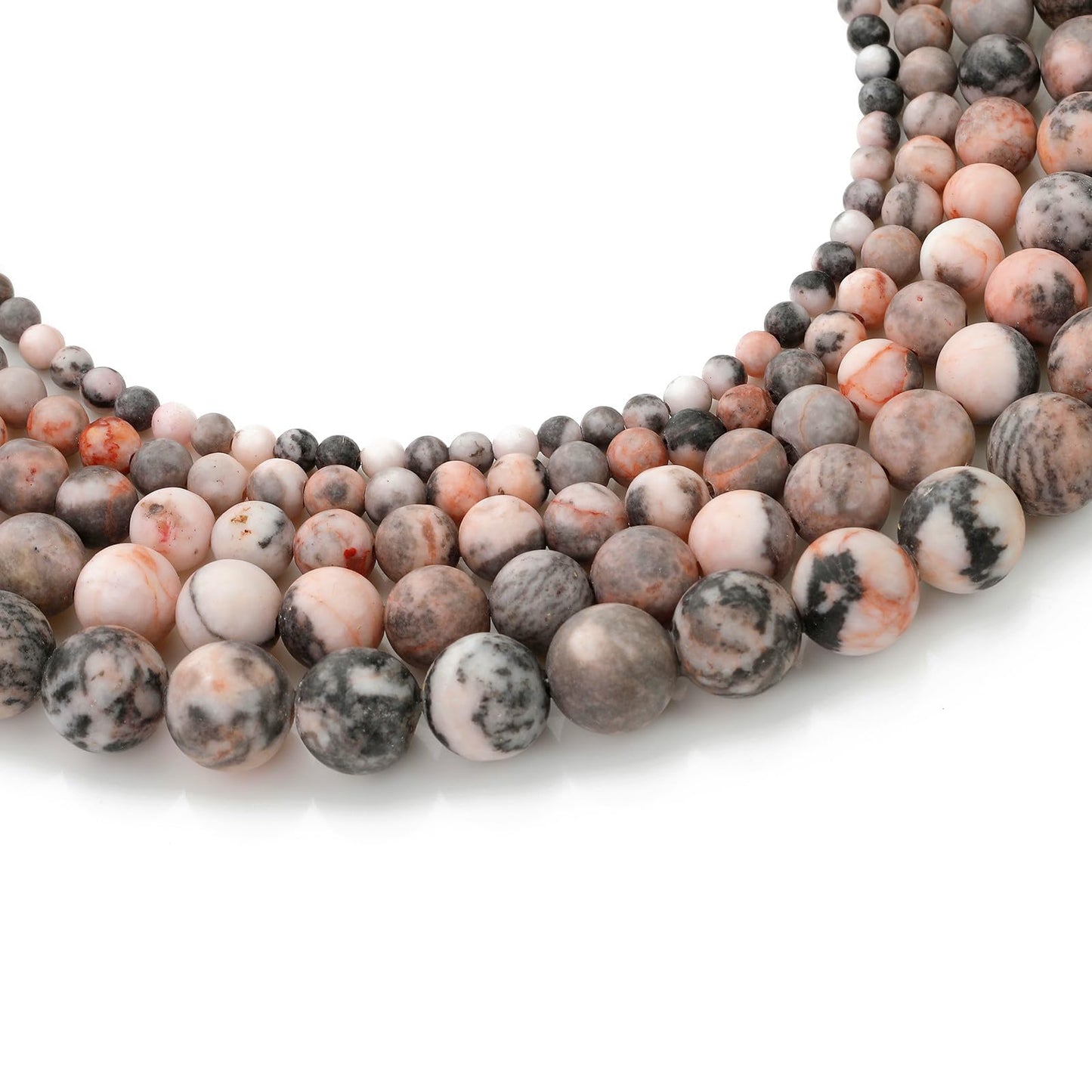 Zenkeeper 108 Pcs Pink Zebra Beads for Jewelry Making 8 MM Pink Zebra Gemstones Loose Stone Beads