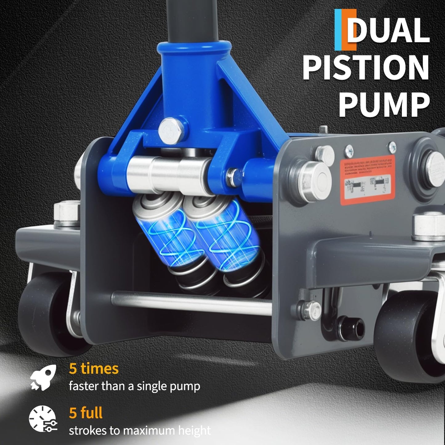 3 Ton Low Profile Hydraulic Racing Floor Jack with Dual Piston Quick Lift Pump - Heavy Duty Steel Floor Jack with Lifting Range 5 to 13.39 Inch for Car SUV Truck
