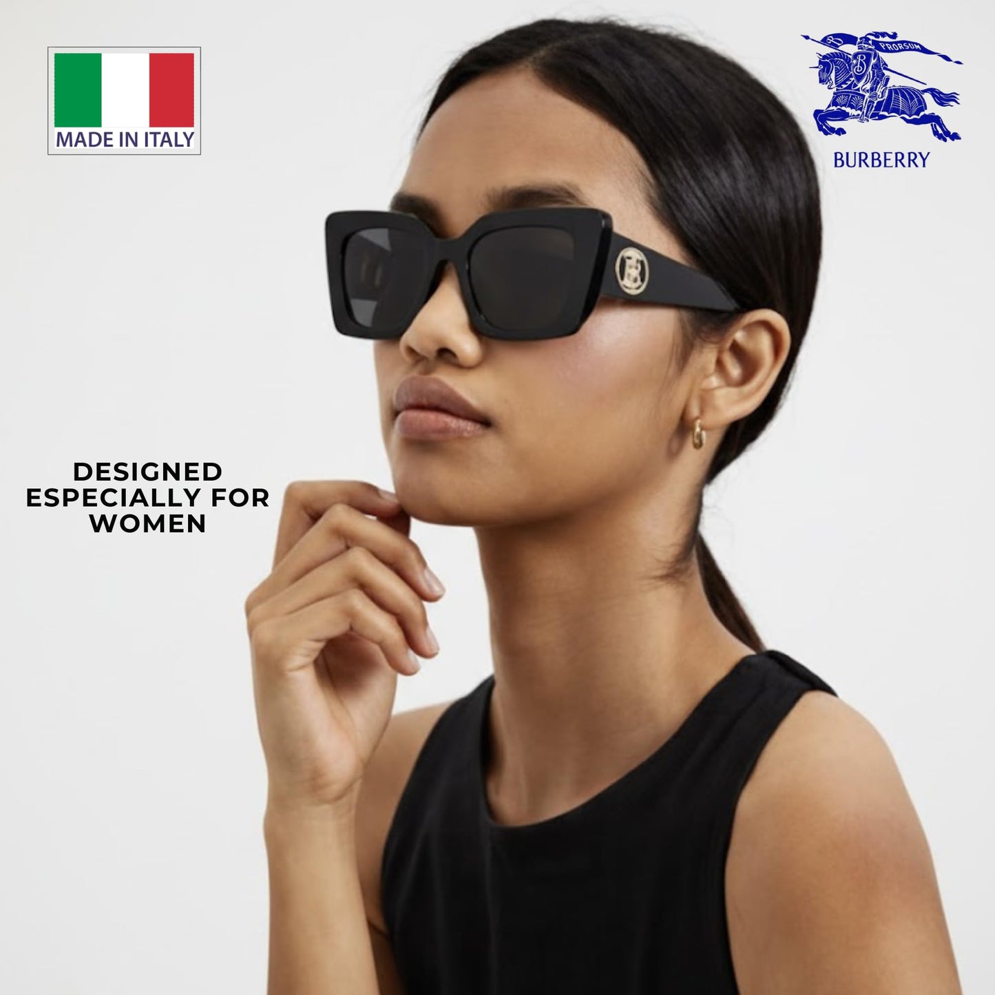 BURBERRY DAISY BE4344 Square Shape Acetate Sunglasses with Luxury Eyewear Kit