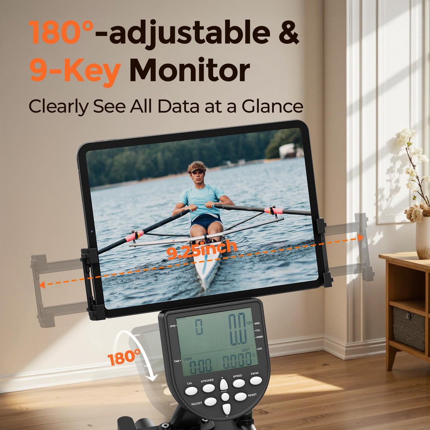 YOSUDA Water Rowing Machines with Bluetooth-Water Rowers 350LBS Weight Capacity for Home Use with Smooth Aluminum Dual Slide Rail & Rowing-Dedicated Monitor