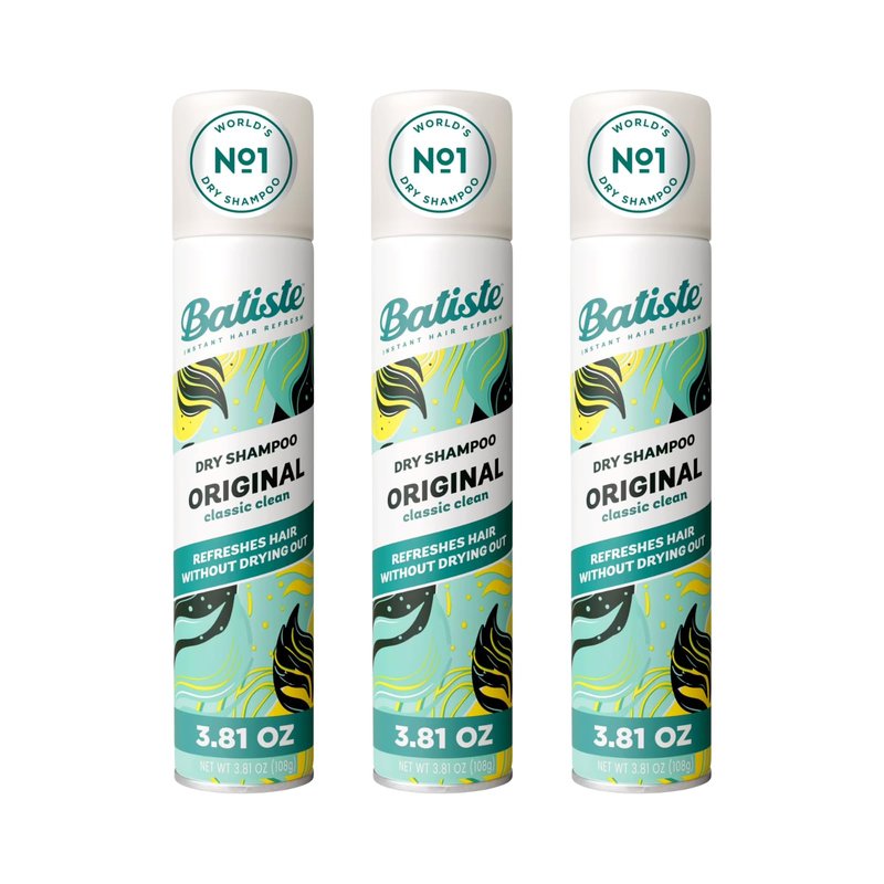 Batiste Dry Shampoo, Original Fragrance, Refresh Hair and Absorb Oil Between Washes, Waterless Shampoo for Added Hair Texture and Body, 3.81 OZ Dry Shampoo Bottle, 3 Pack