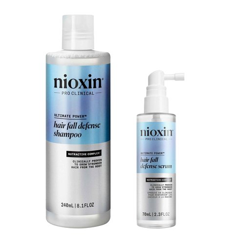 Nioxin Hair Fall Defense Shampoo | Activates Hair Follicles for Visibly Less Hair Loss | 8.1 Fl Oz + Nioxin Hair Fall Defense Intensive Daily Leave-In Hair Treatment | 2.3 Fl oz.