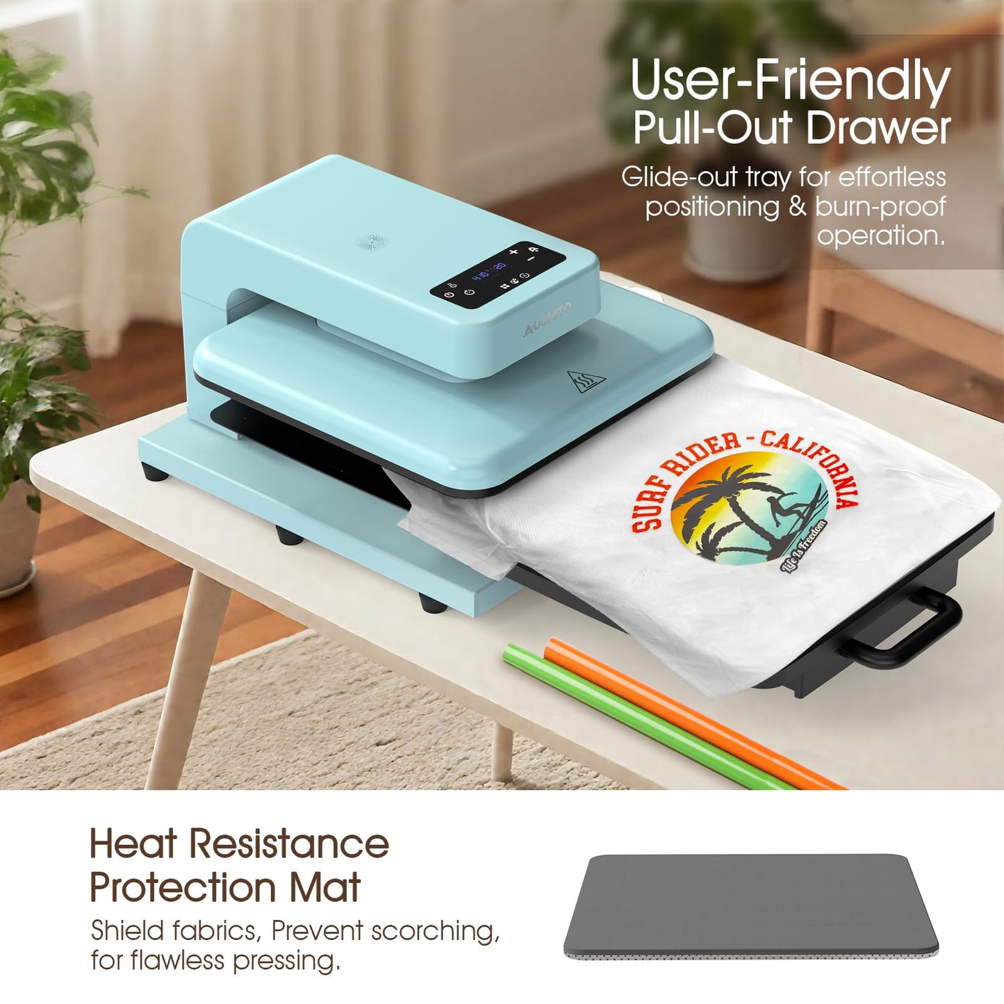 AUSHITO Upgraded Auto Heat Press - Heat Press Machine for T Shirts with Adjustable Pressure & Higher Heating Height, Heats Up Fast & Evenly Heat Press 15x15 for HTV, Sublimation, Heat Transfer Project