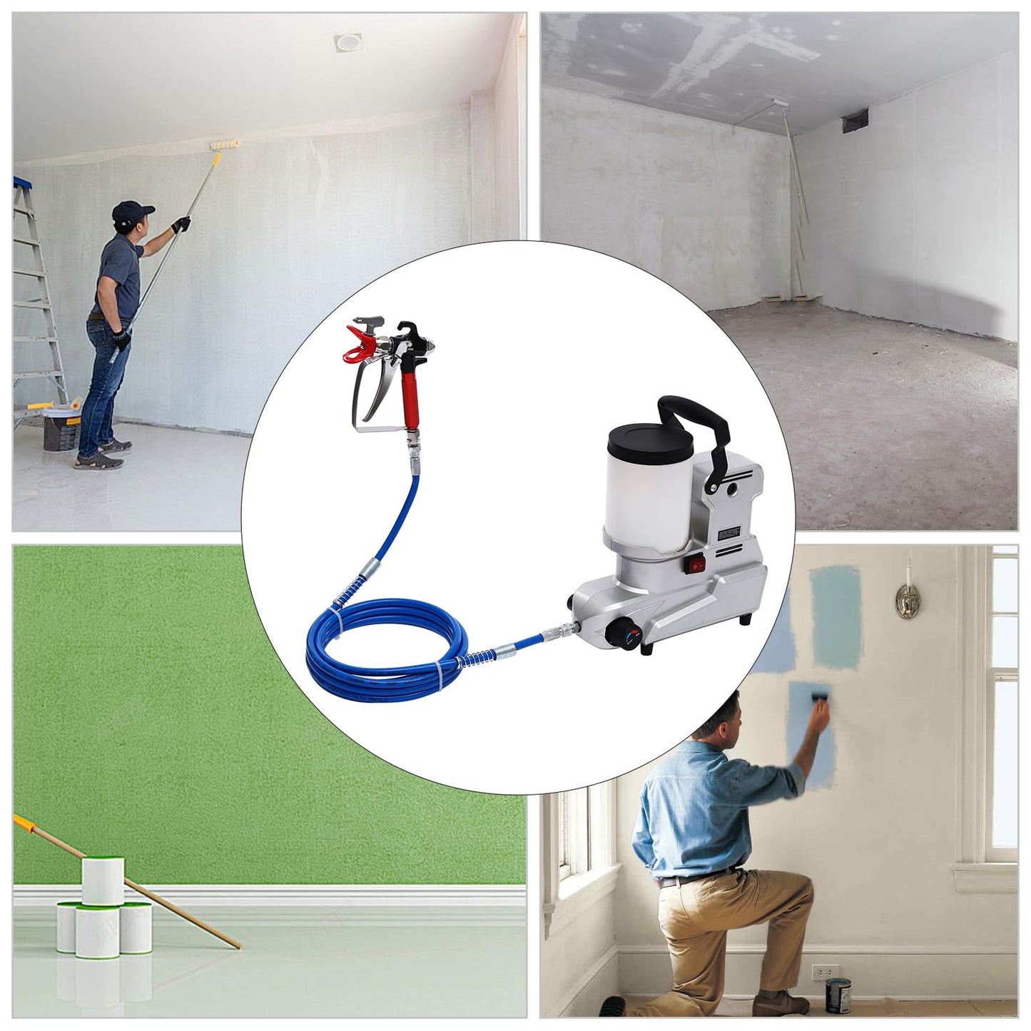 Airless Paint Sprayer,1600W High Pressure Efficiency Airless Stand Sprayer for Home Interior, Exterior, Commercial Use, DIY Handyman-Professional Contractor Grade Spray Paint Machine